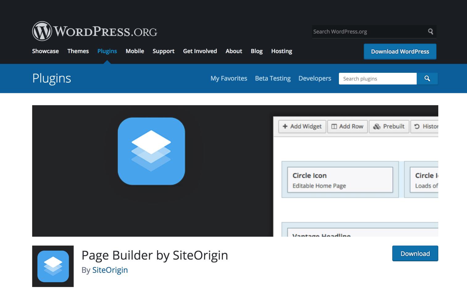 Site Origin Page Builder Plugin