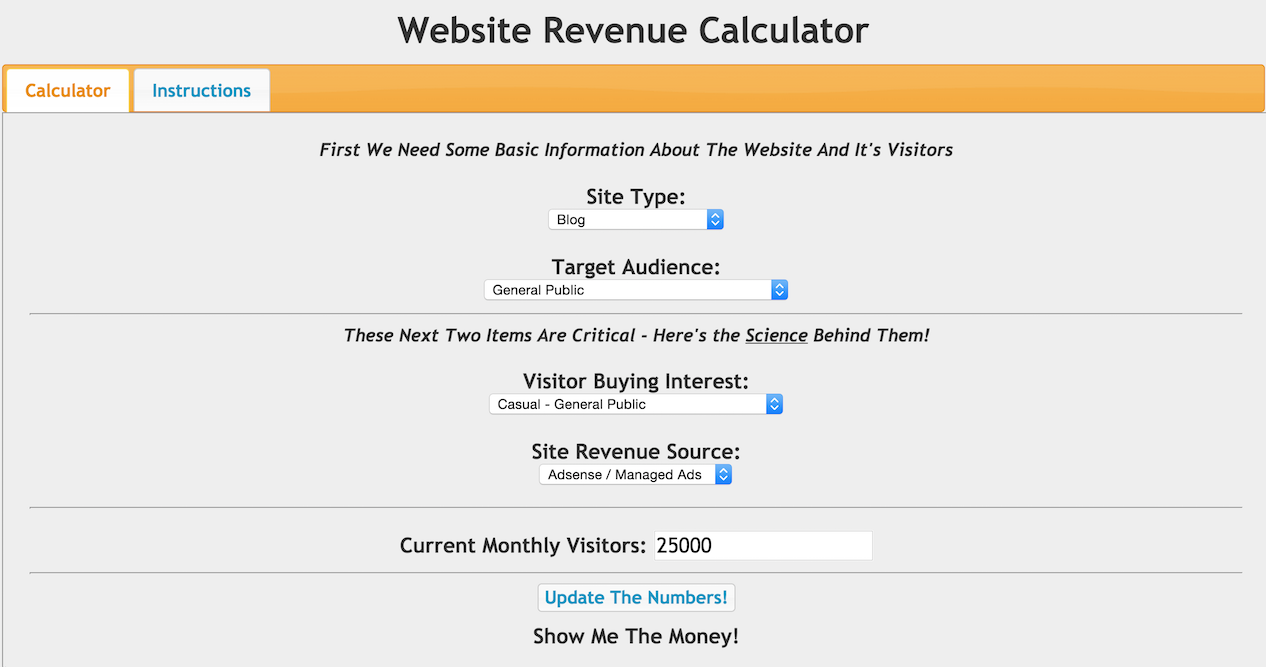 Marginhound Website Revenue Calculator