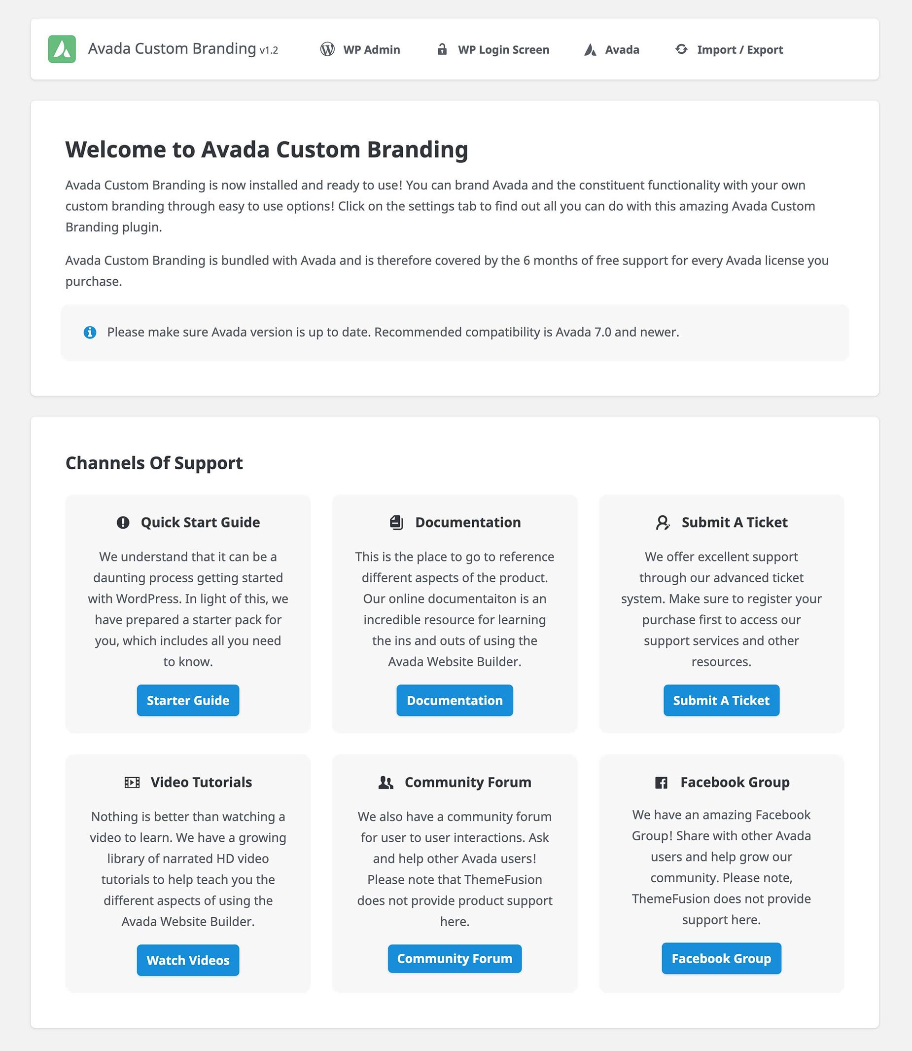 Avada Custom Branding > Welcome