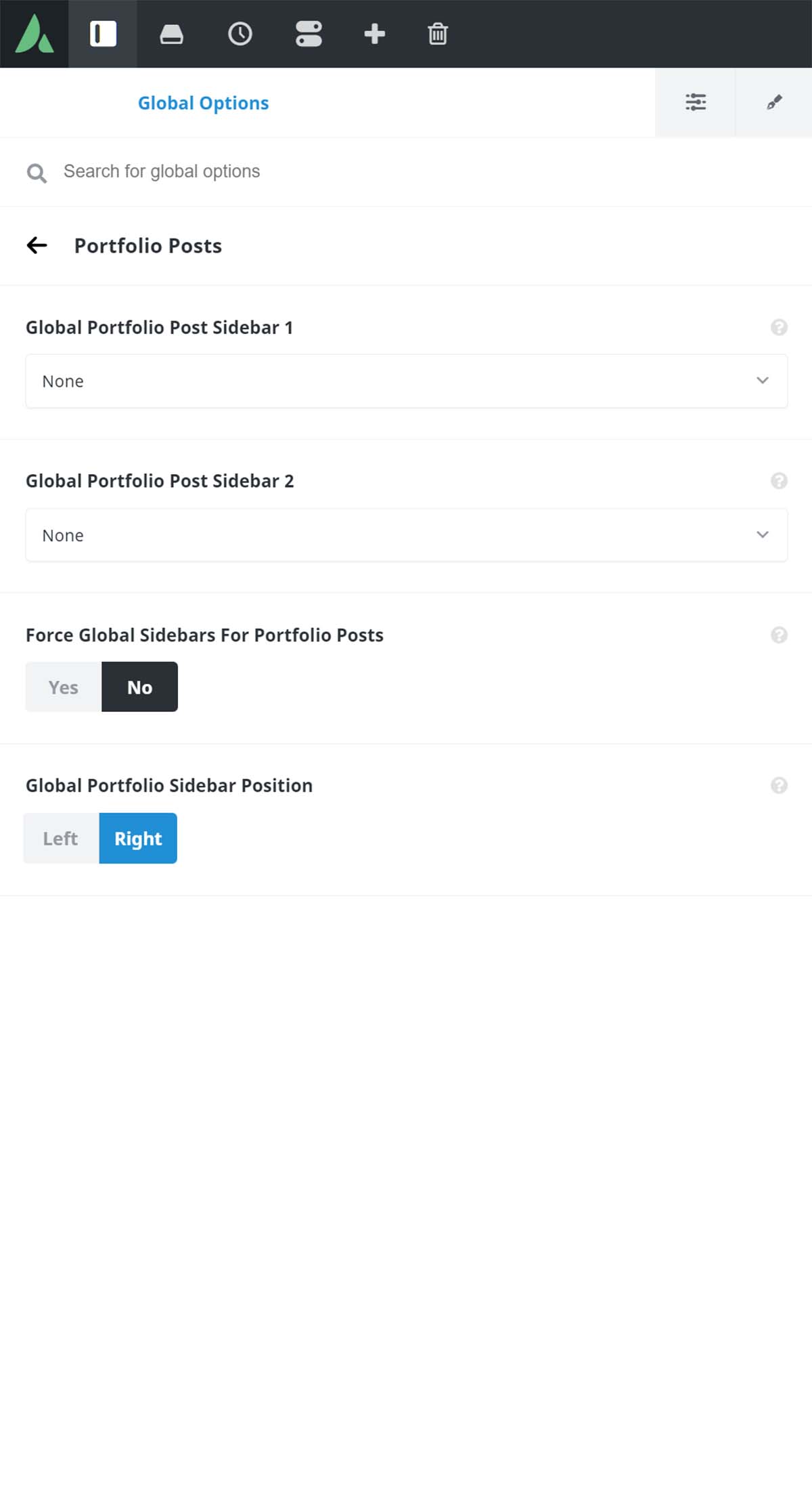 Avada Global Options - Sidebars - Portfolio Posts