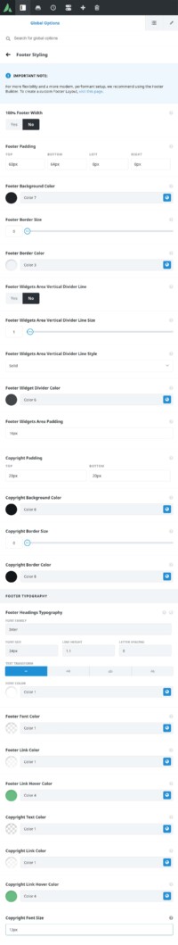 Avada Global Options - Footer - Footer Styling
