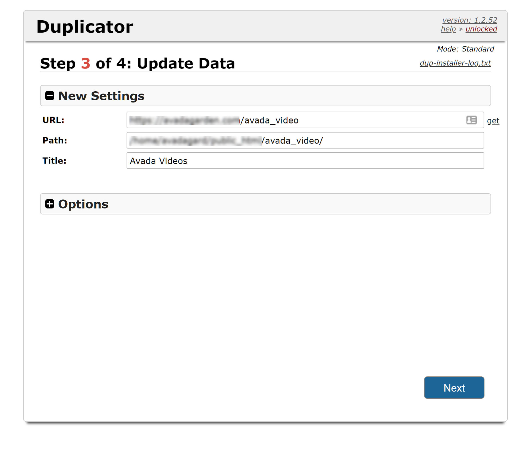 Duplicator - Update Data