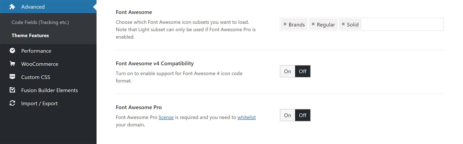 Font Awesome Icon Options