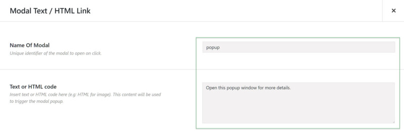 Modal Text / HTML Link Element – Avada Website Builder