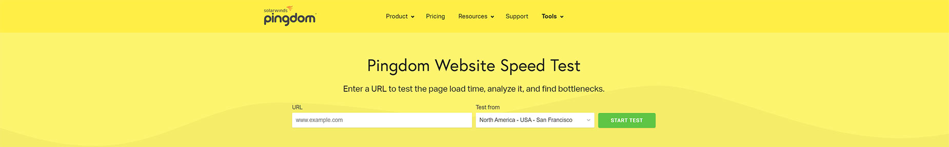 Pingdom Website Speed Test Screen
