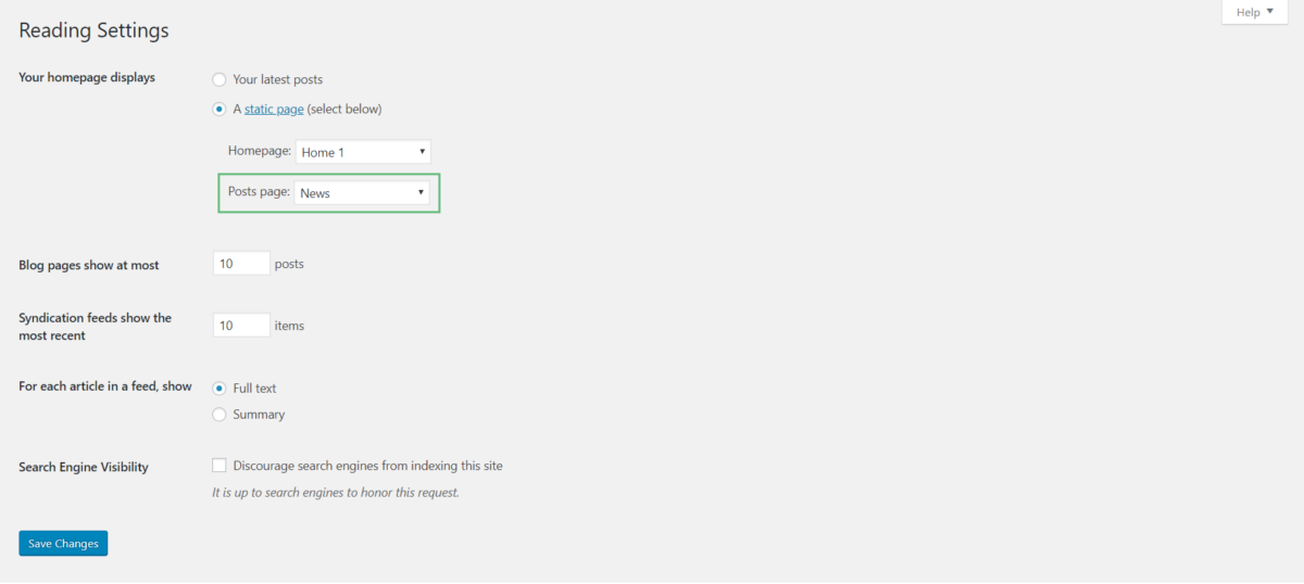 Assigning a posts page avada website builder