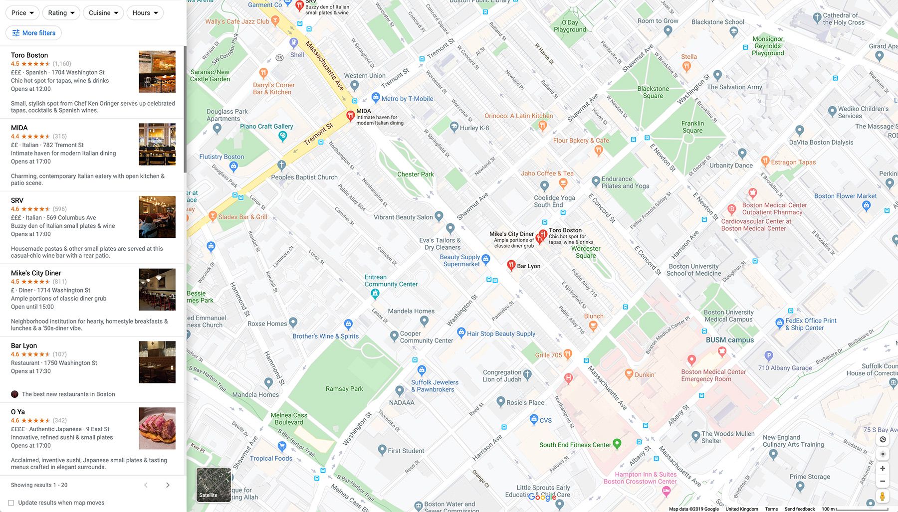 Google Maps Local Restaurants