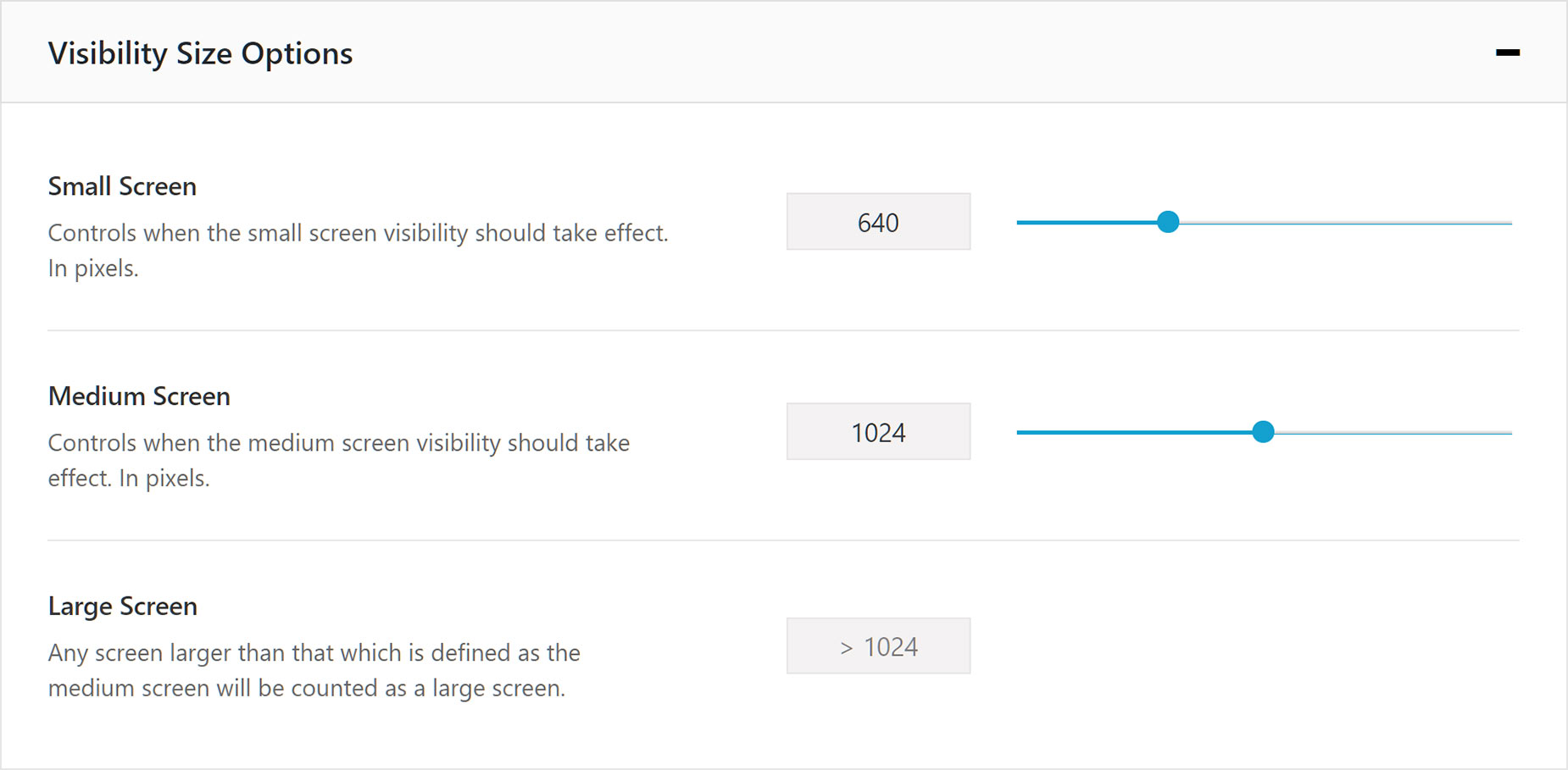 Visibility Size Options