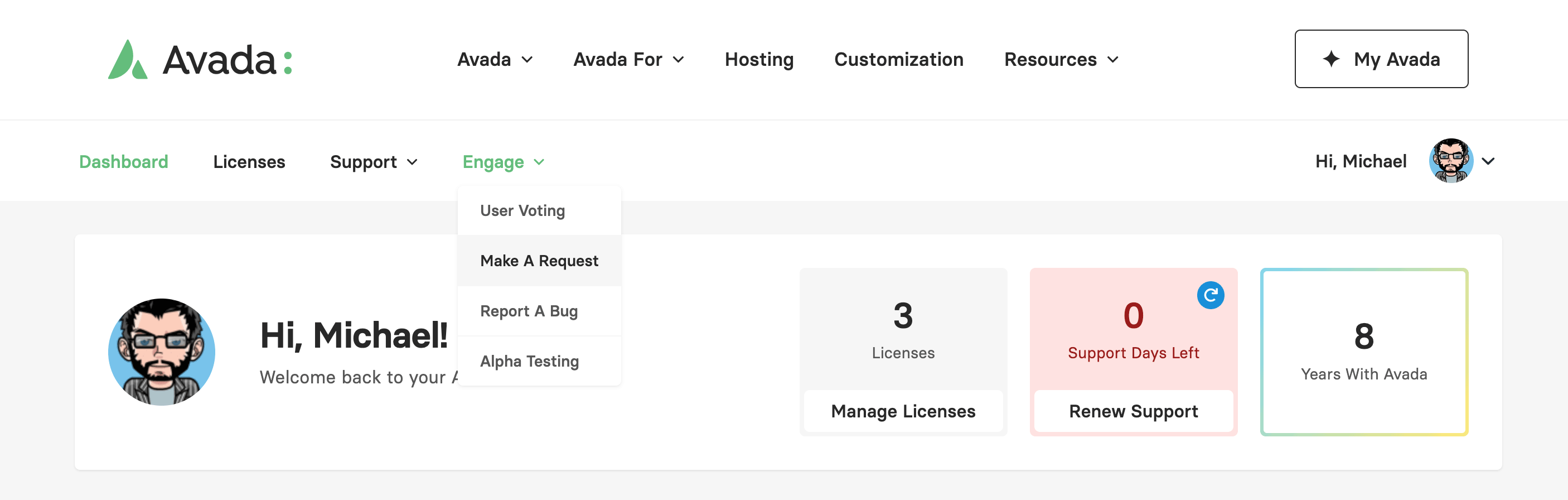 My Avada Feature Request