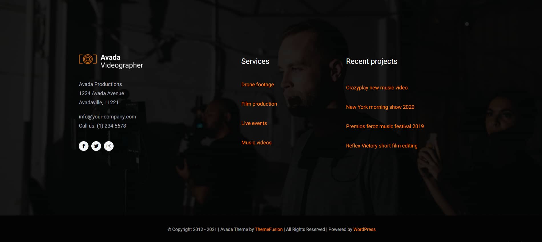 Avada Videographer Footer