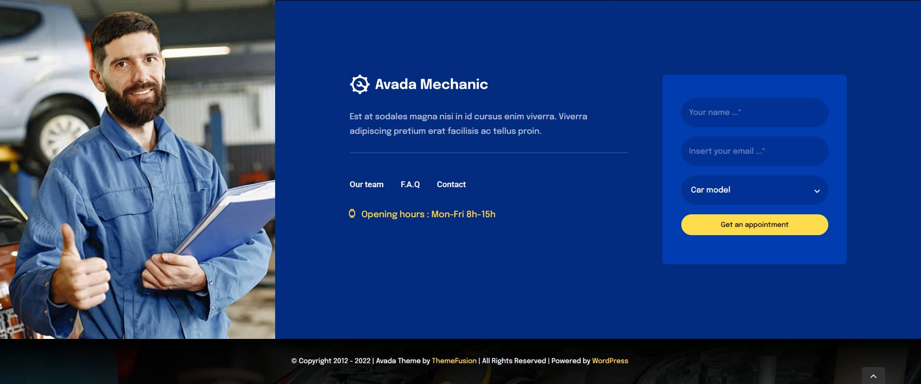 Avada Mechanic Footer