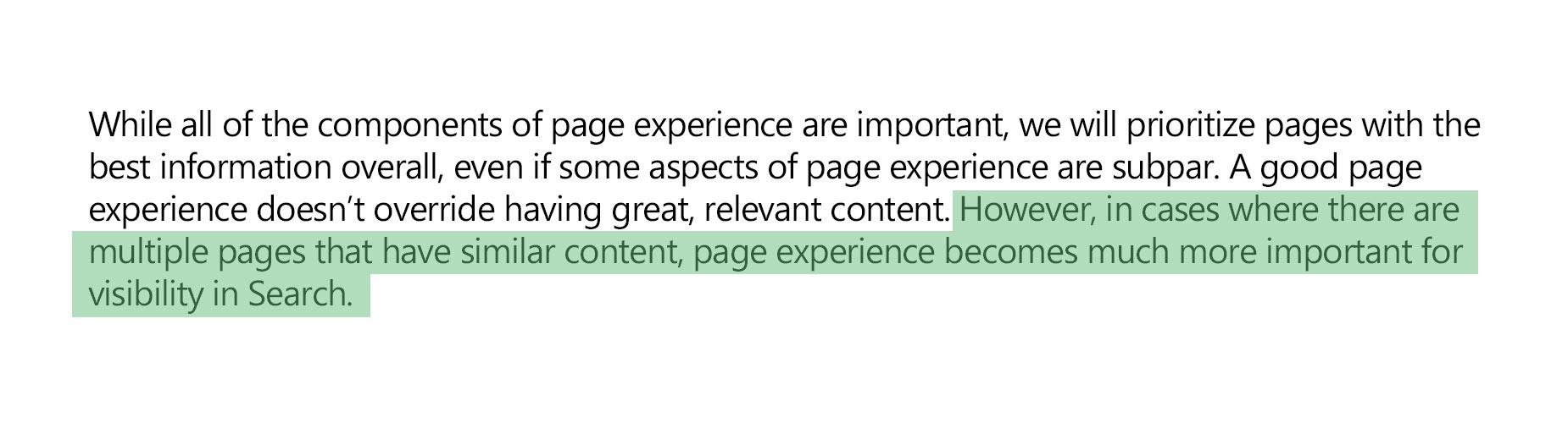 Google Core Web Vitals - Page Experience Quote
