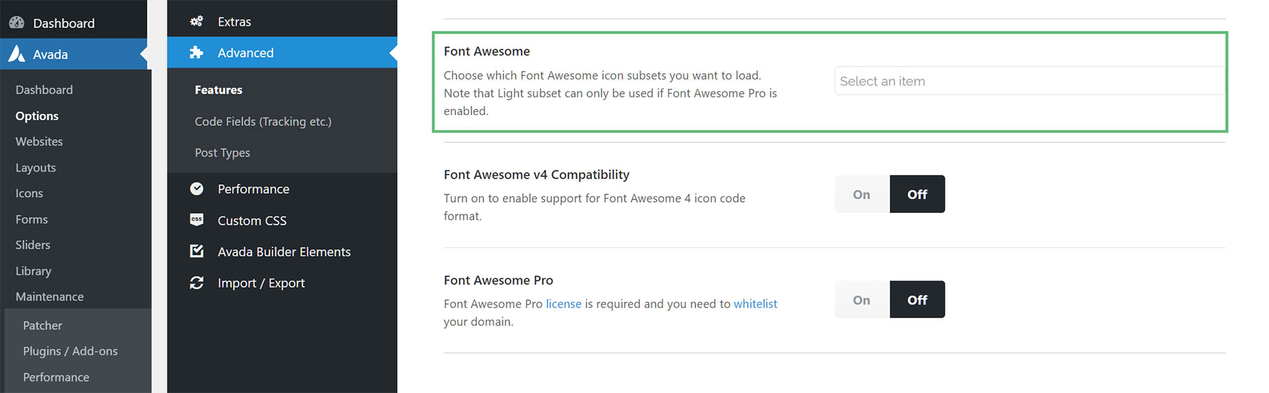 Turn Off Font Awesome Icon Subsets