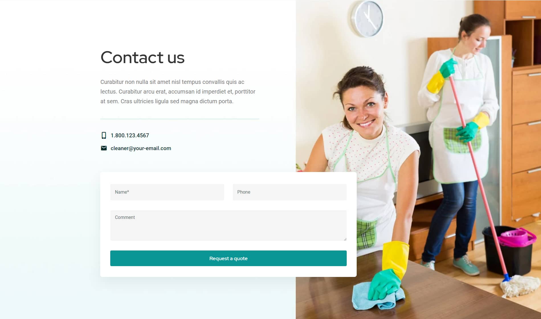 Avada Cleaning Services Contact Form