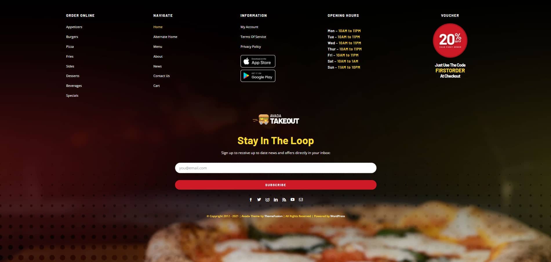 Avada Takeout Footer