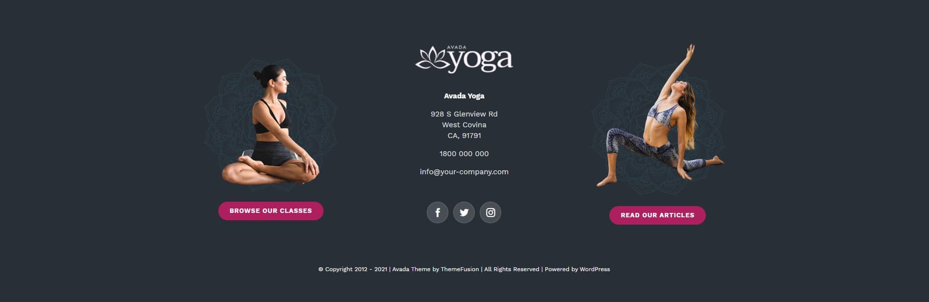 Avada Yoga Footer
