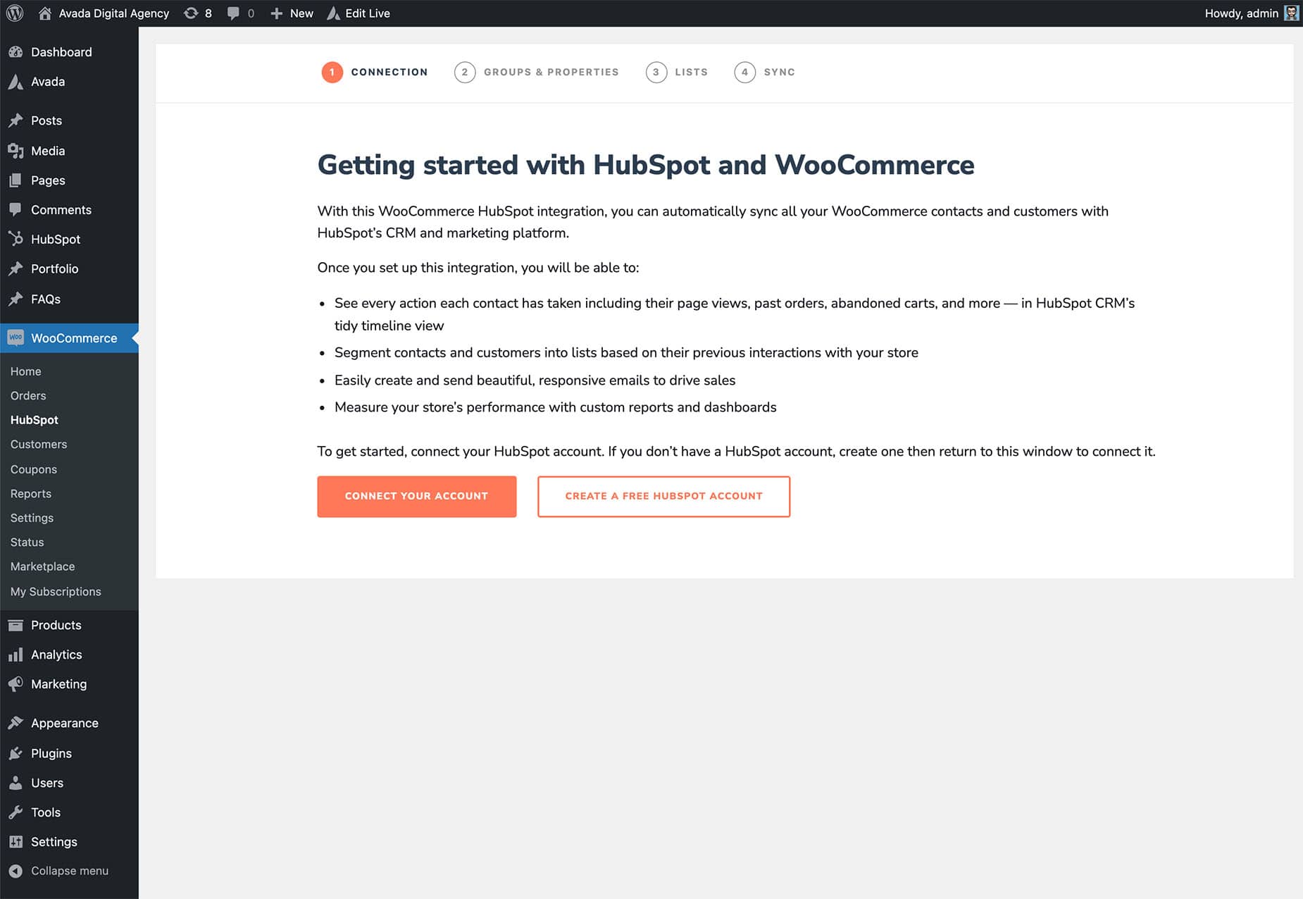 Connect HubSpot Account