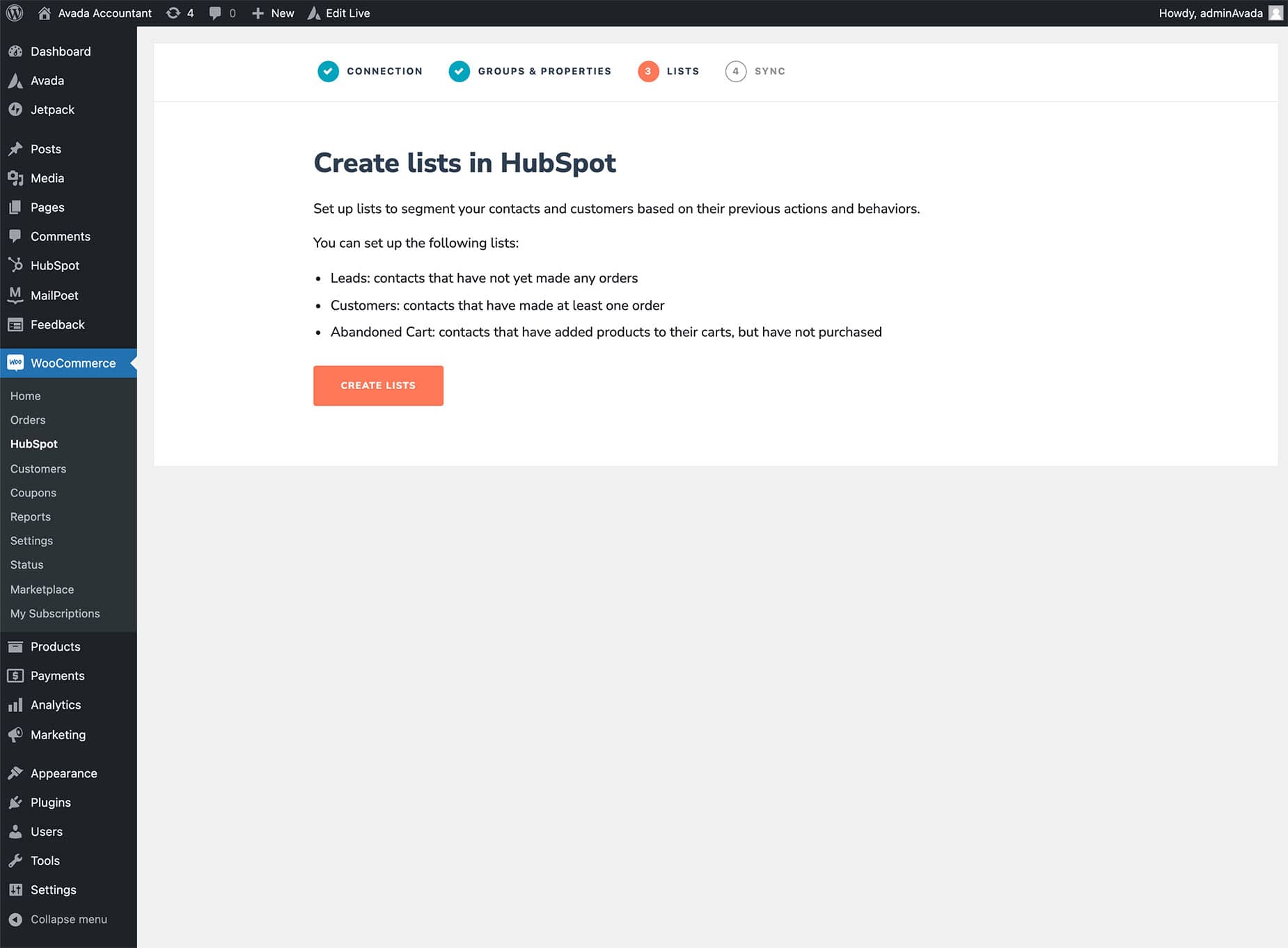HubSpot Create Lists