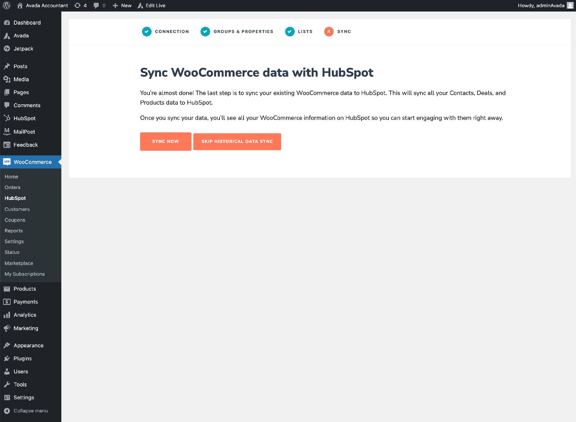 HubSpot Sync Data