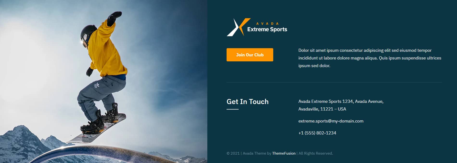 Avada Extreme Sports Footer