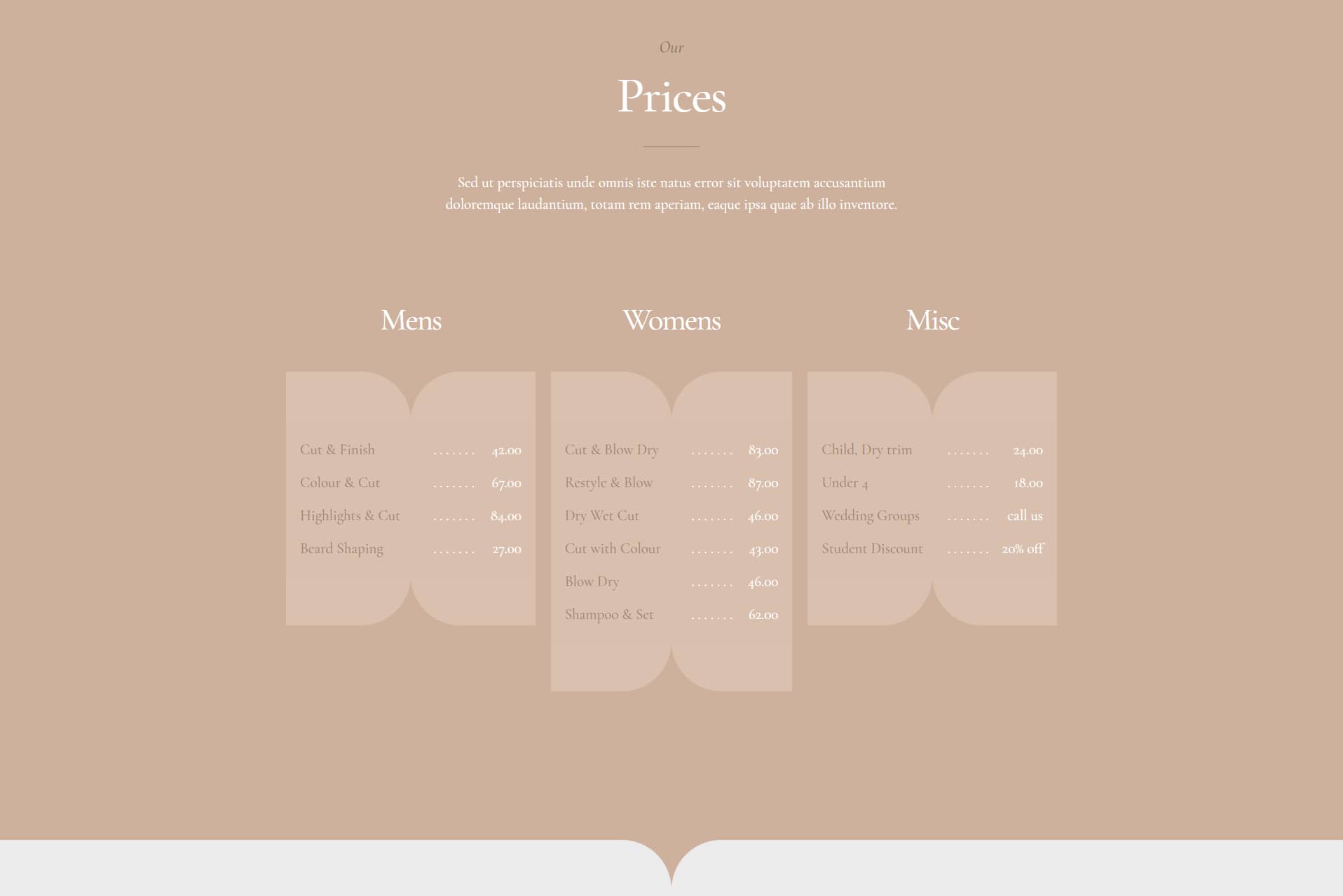 Avada Salon Our Prices
