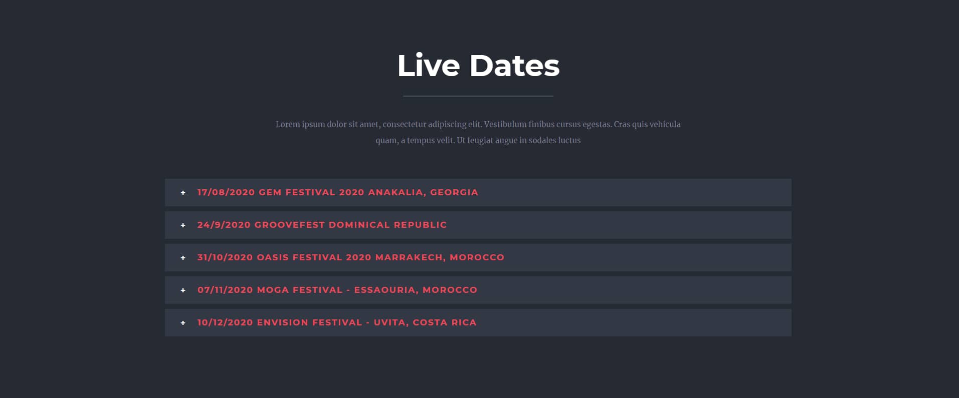 Avada Music Live Dates