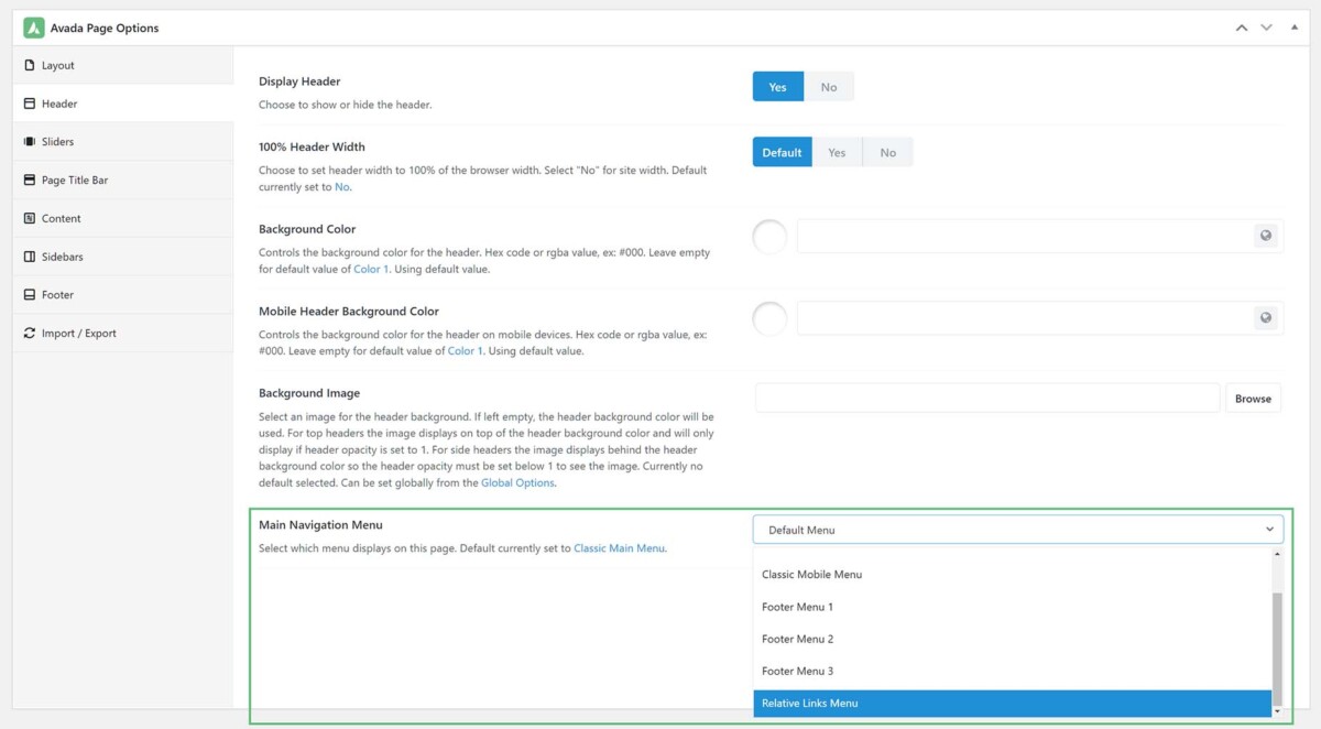 Assigning Menus To A One Page site Avada site Builder