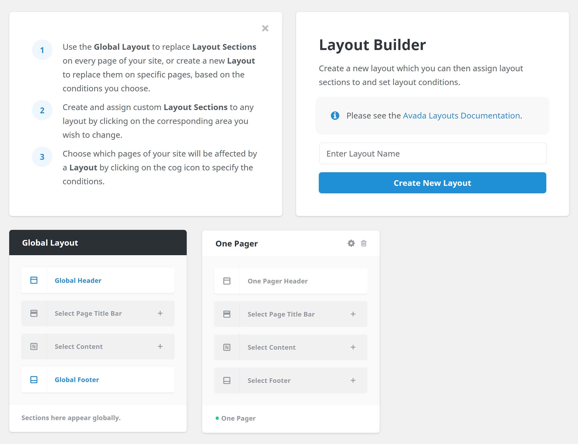 Layouts for One Pager On Multi-page Site