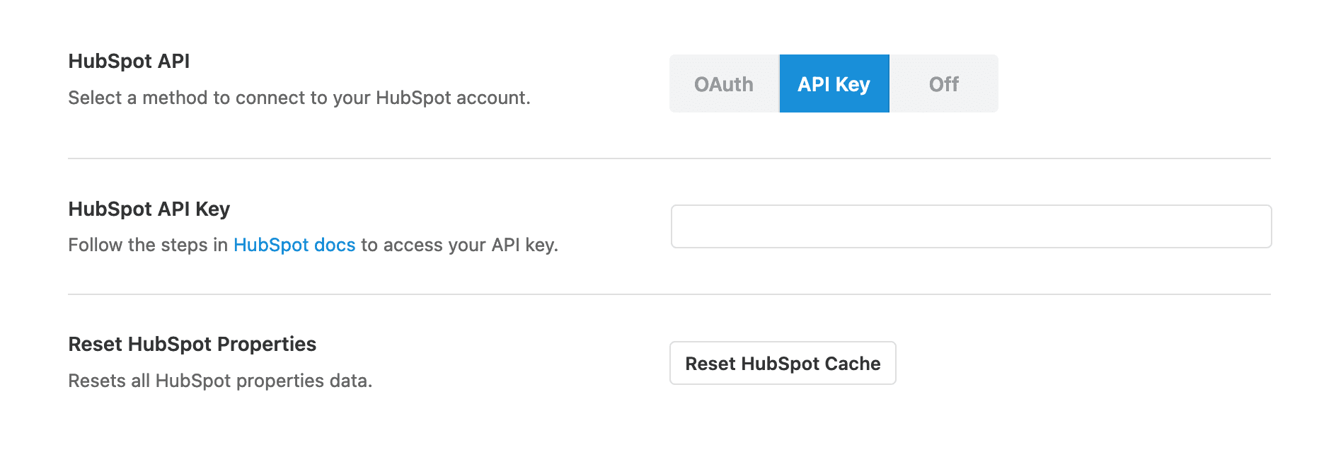 Hubspot API Key Connection