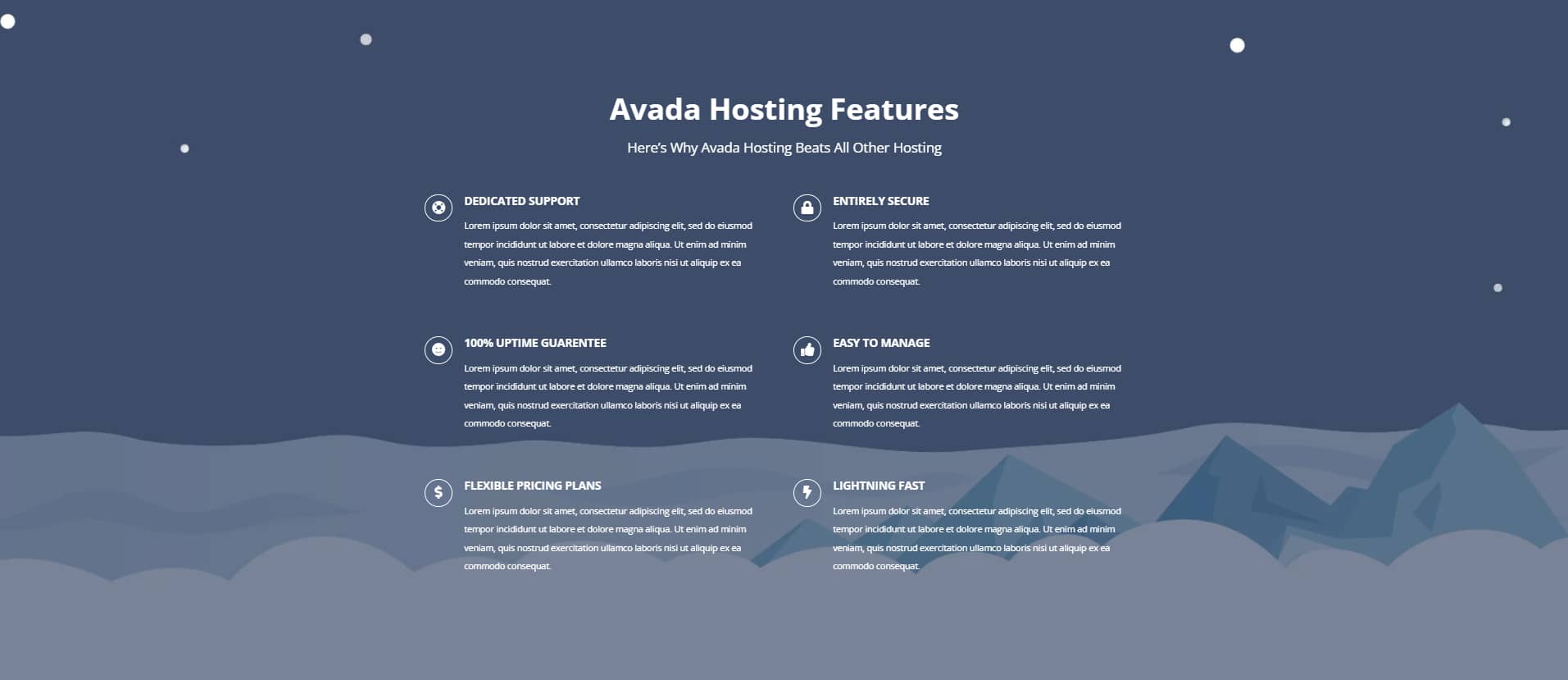 Avada Hosting Features