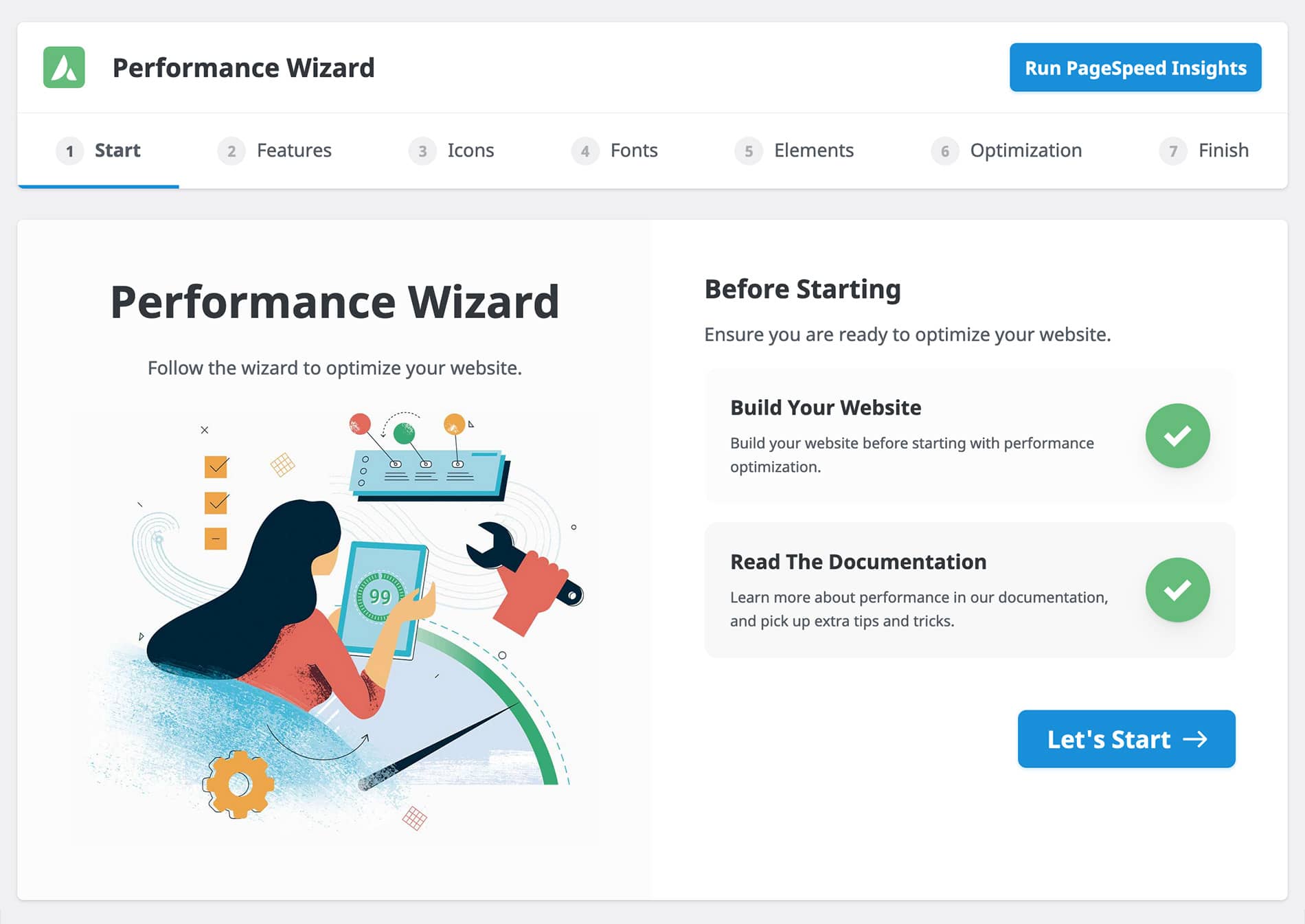 Performance Wizard Start Screen