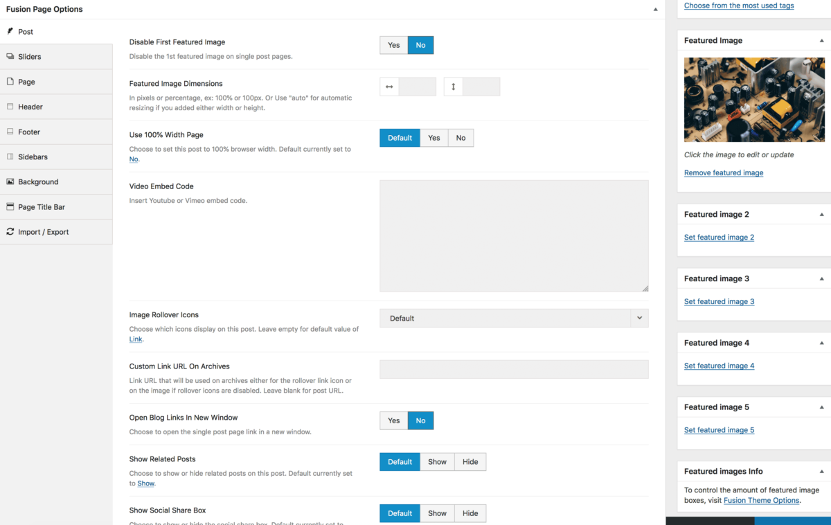 Avada Blog Single Post Avada Options