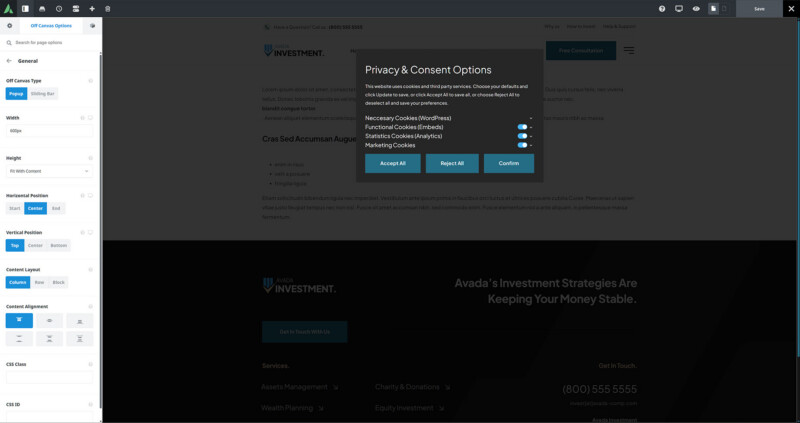 How To Use the Privacy & Consent Element in an Off Canvas – Avada ...