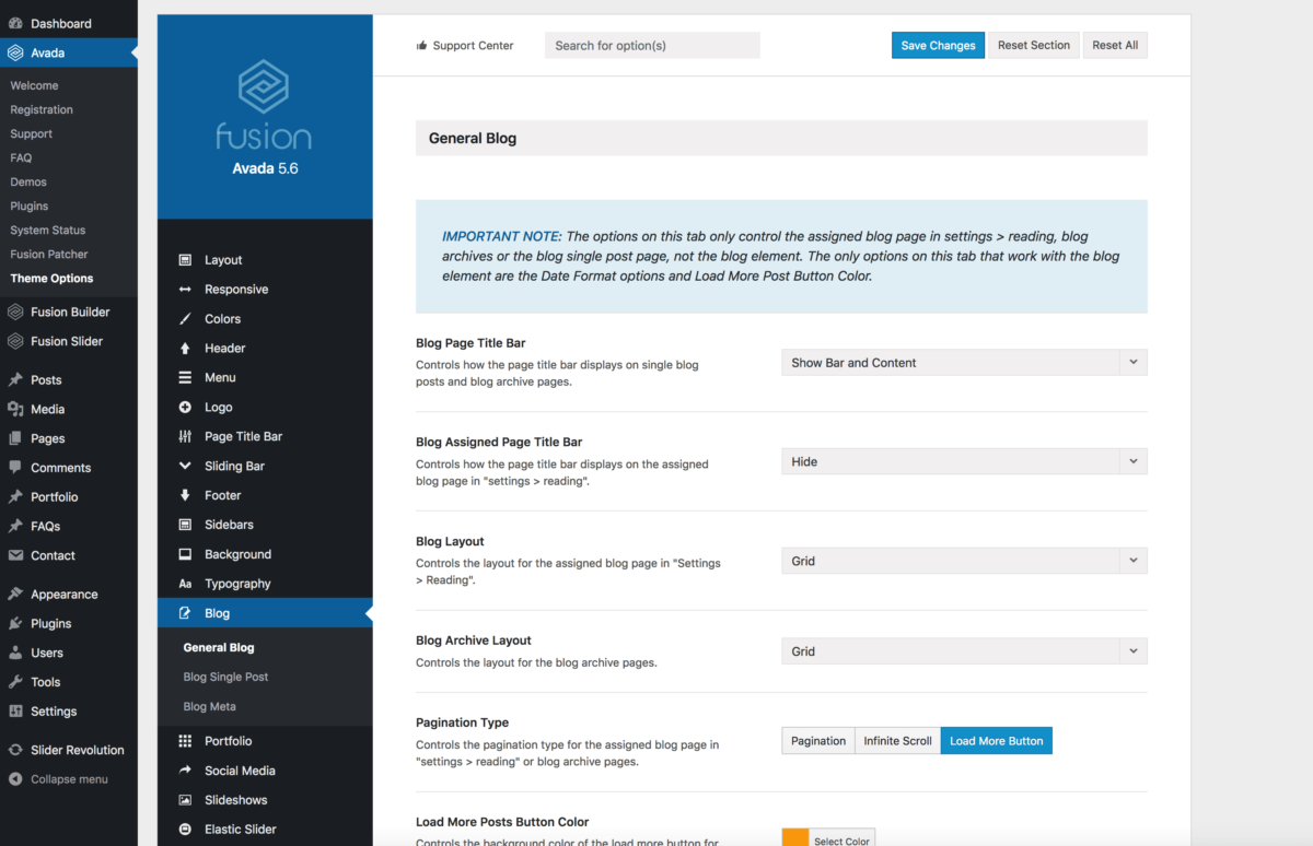 Avada Blog Global Options