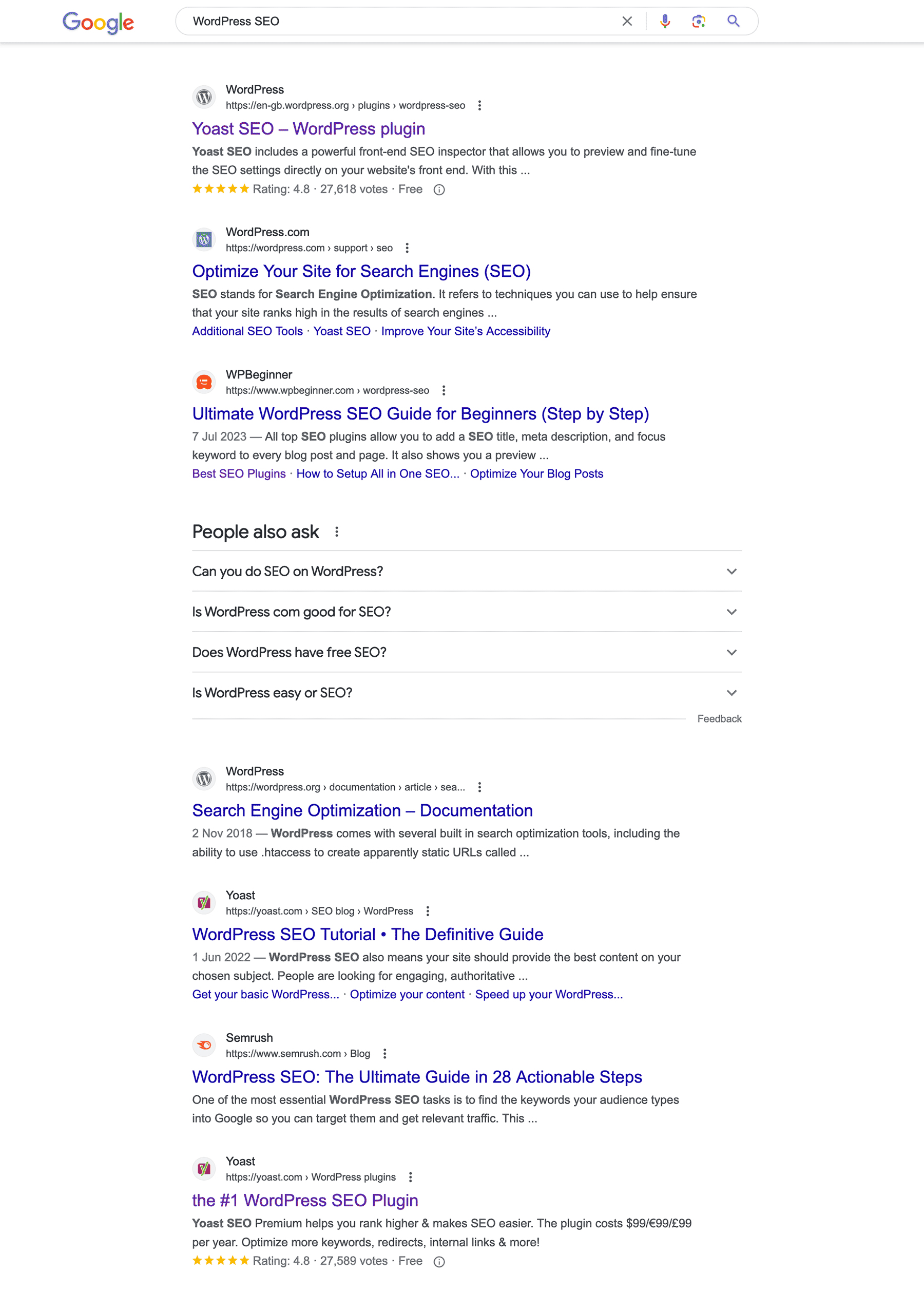 Google SEO Search Result