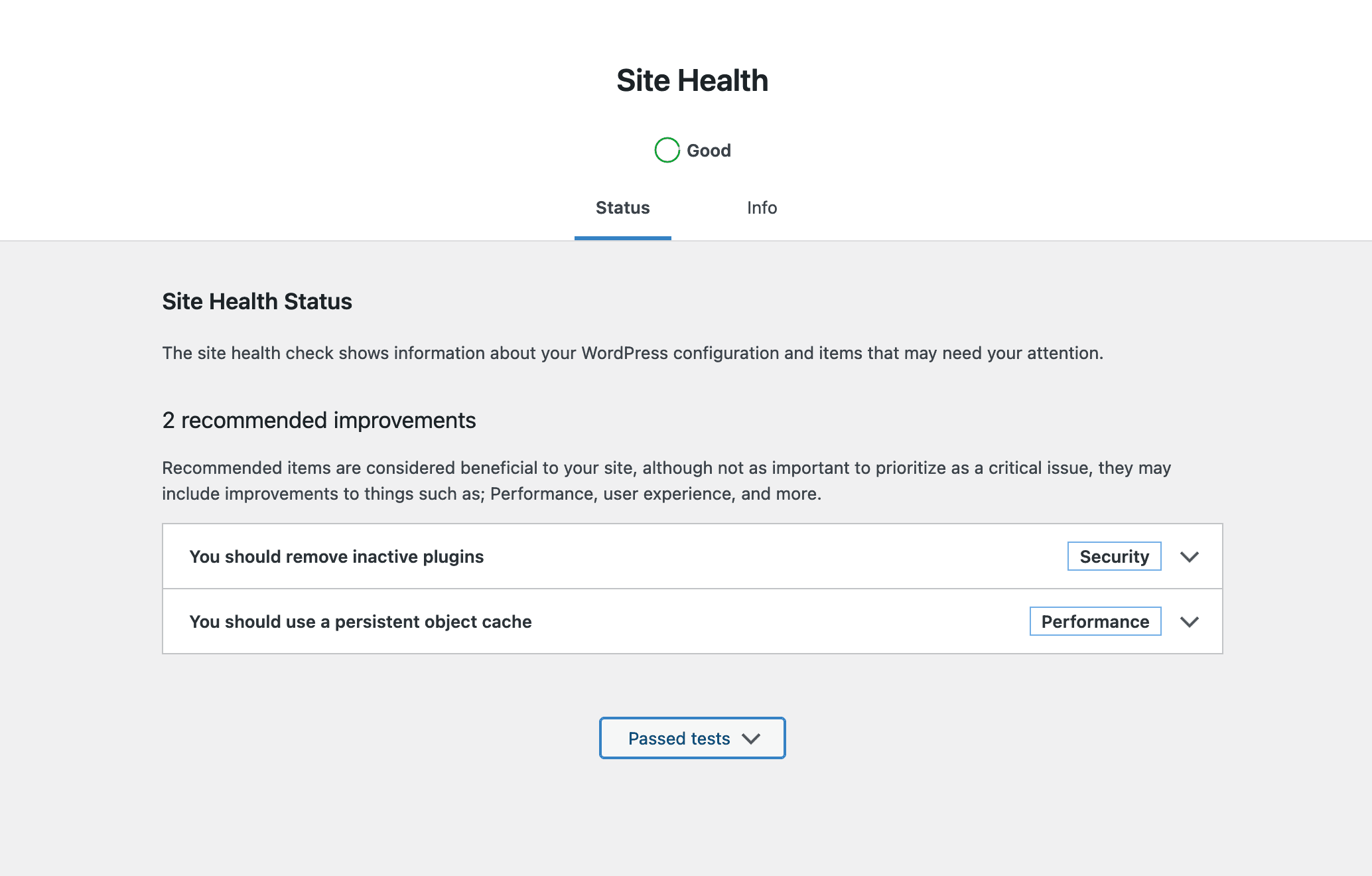 WordPress Health Status