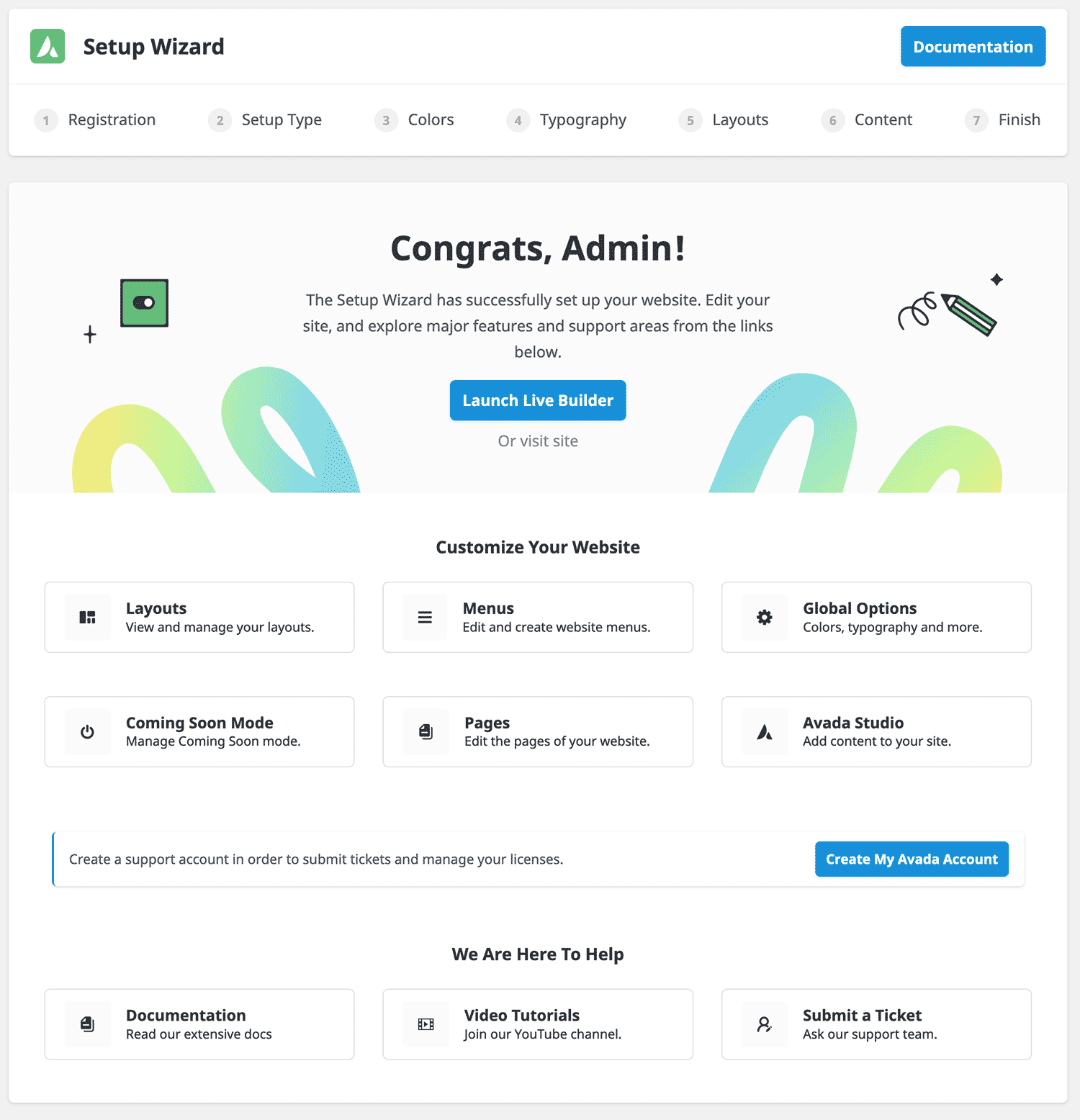 Avada Setup Wizard