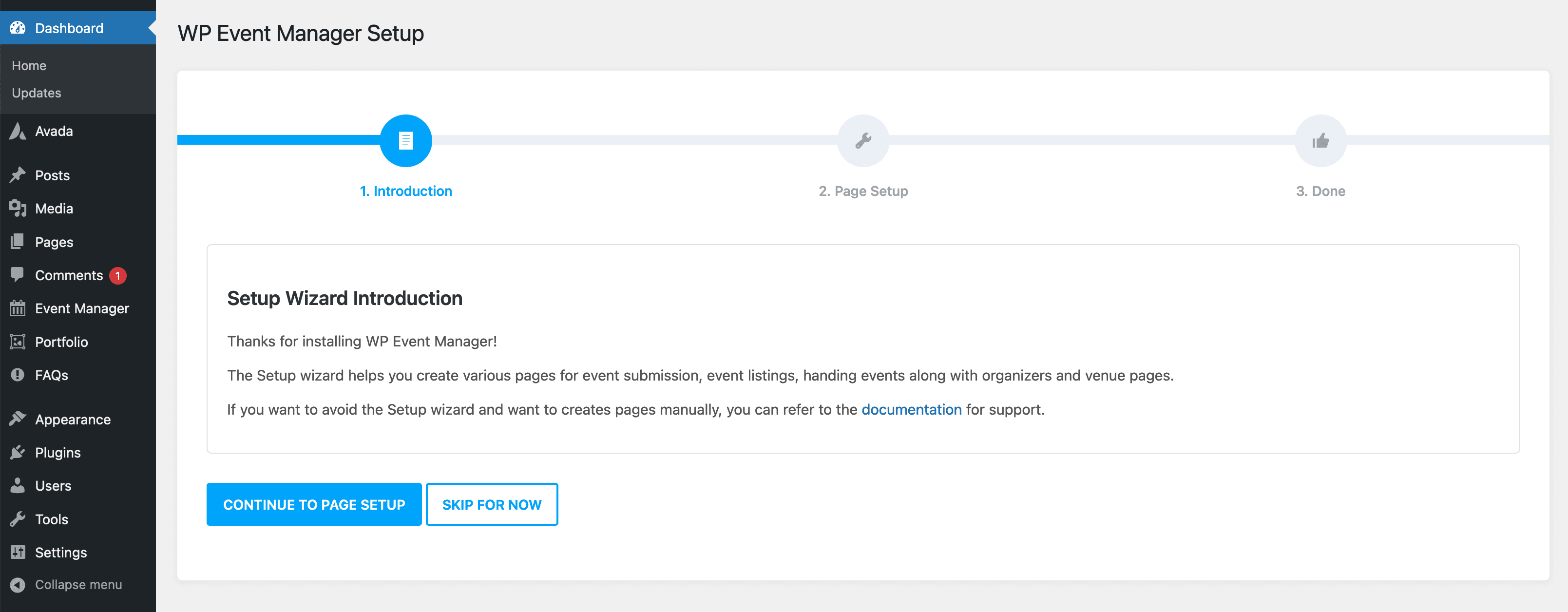 WP Event Manger Setup Wizard WP Event Manger Setup Wizard
