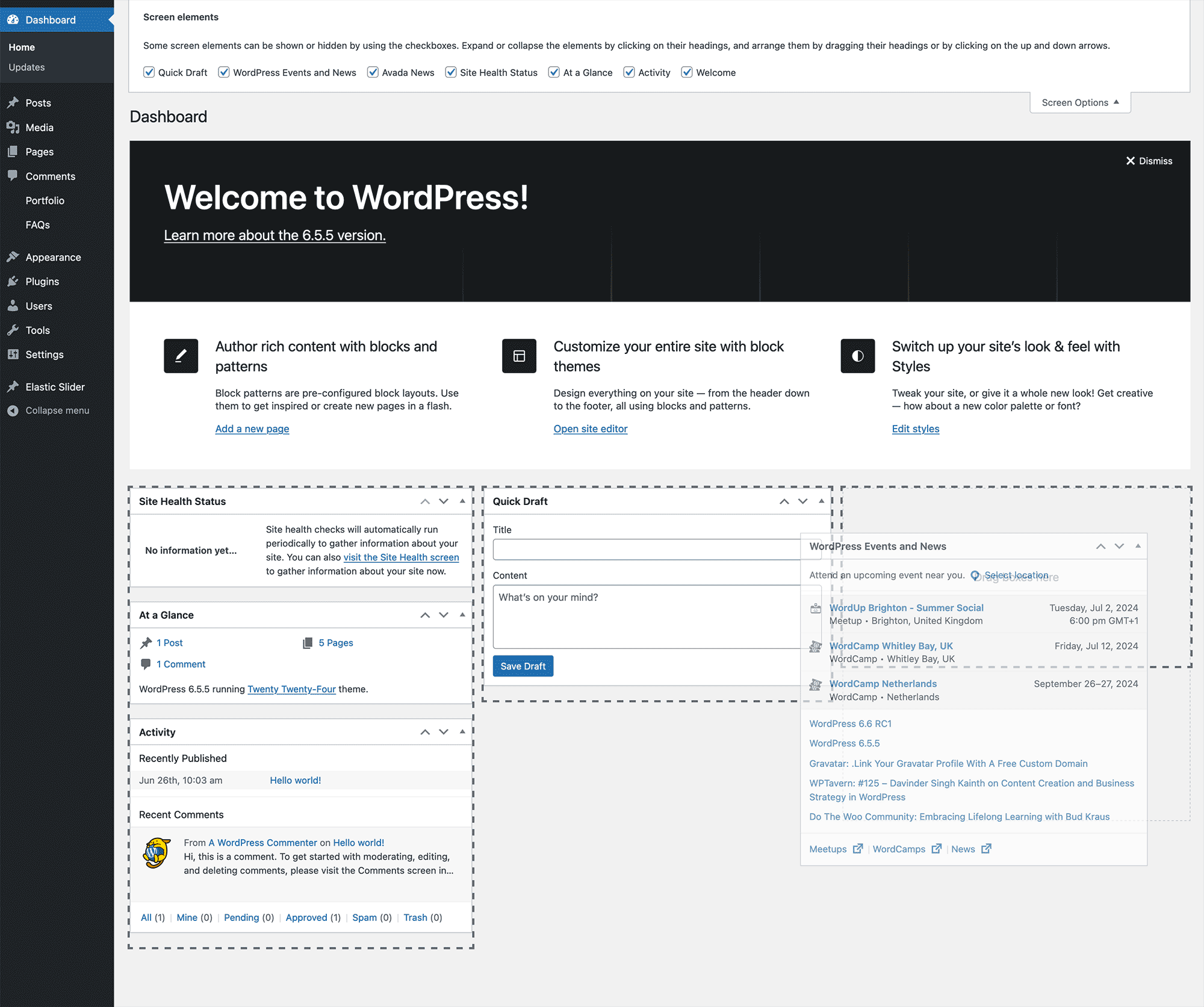 WordPress Dashboard