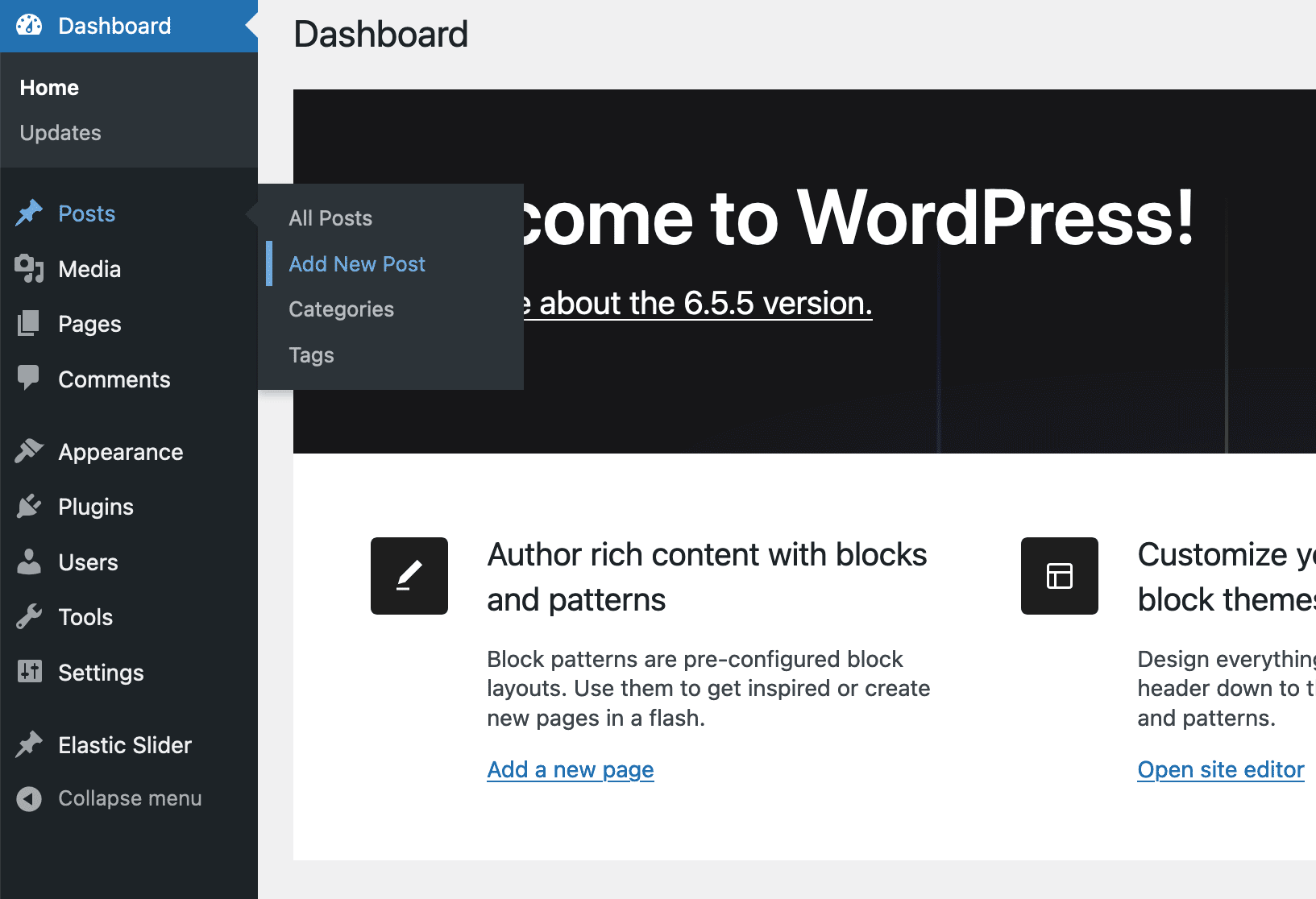 WordPress Dashboard Sidebar