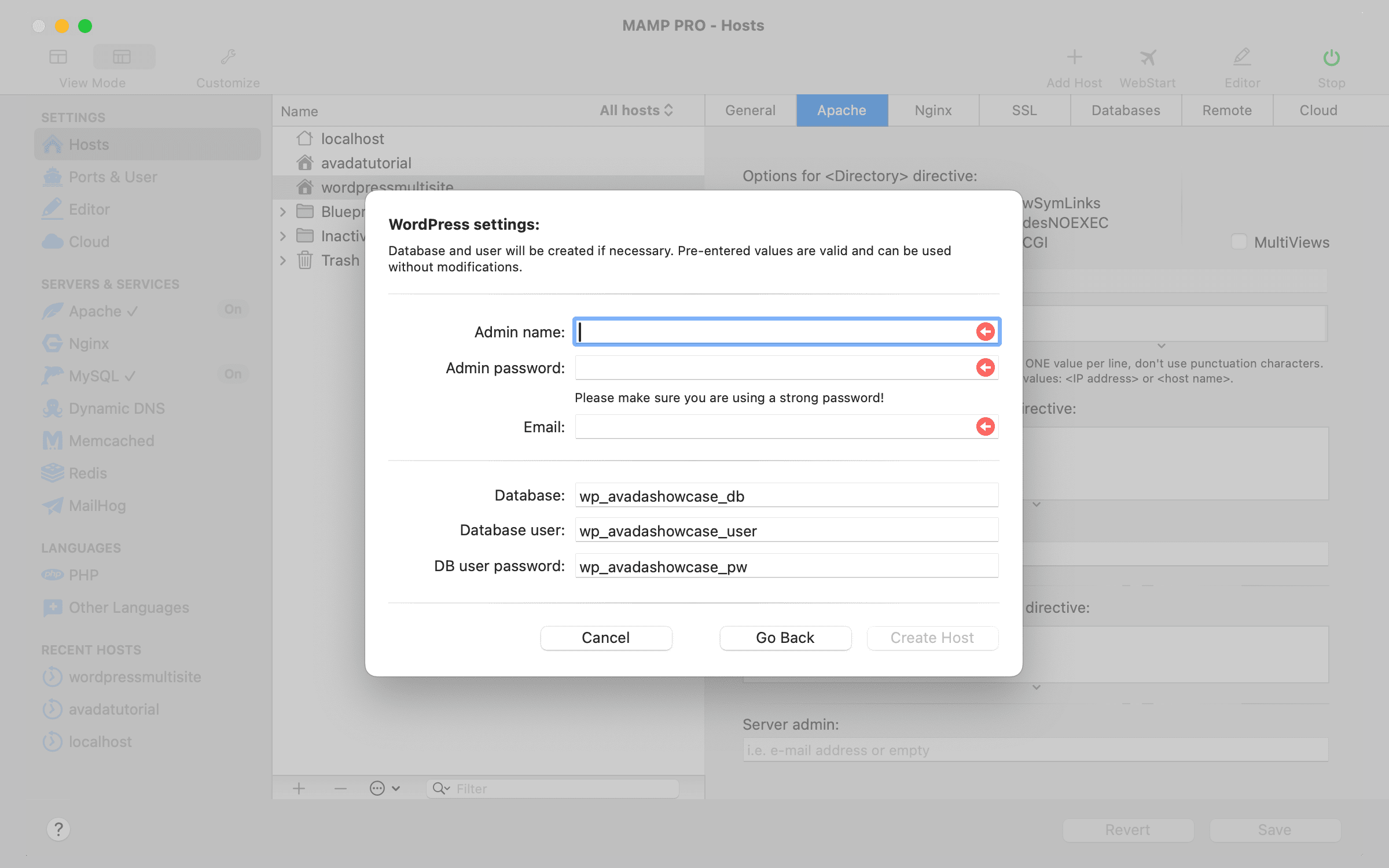 MAMP WordPress Settings