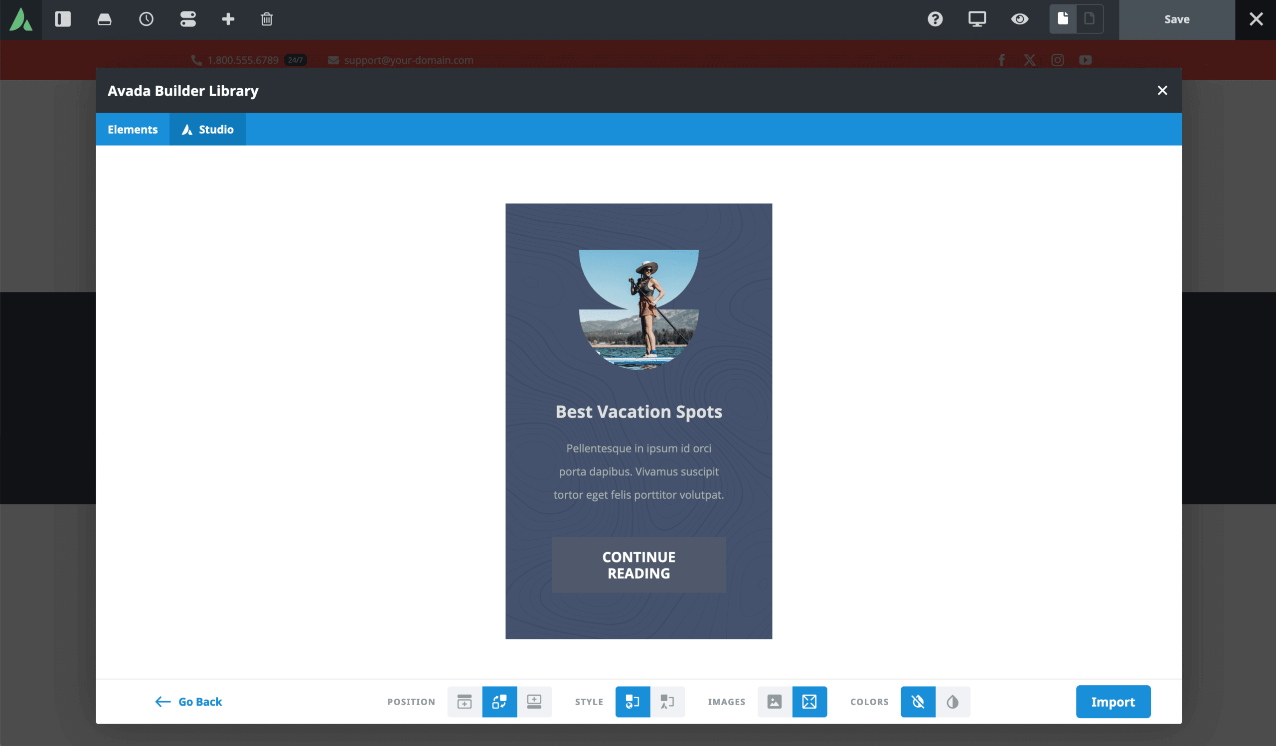 Avada Studio Content Import