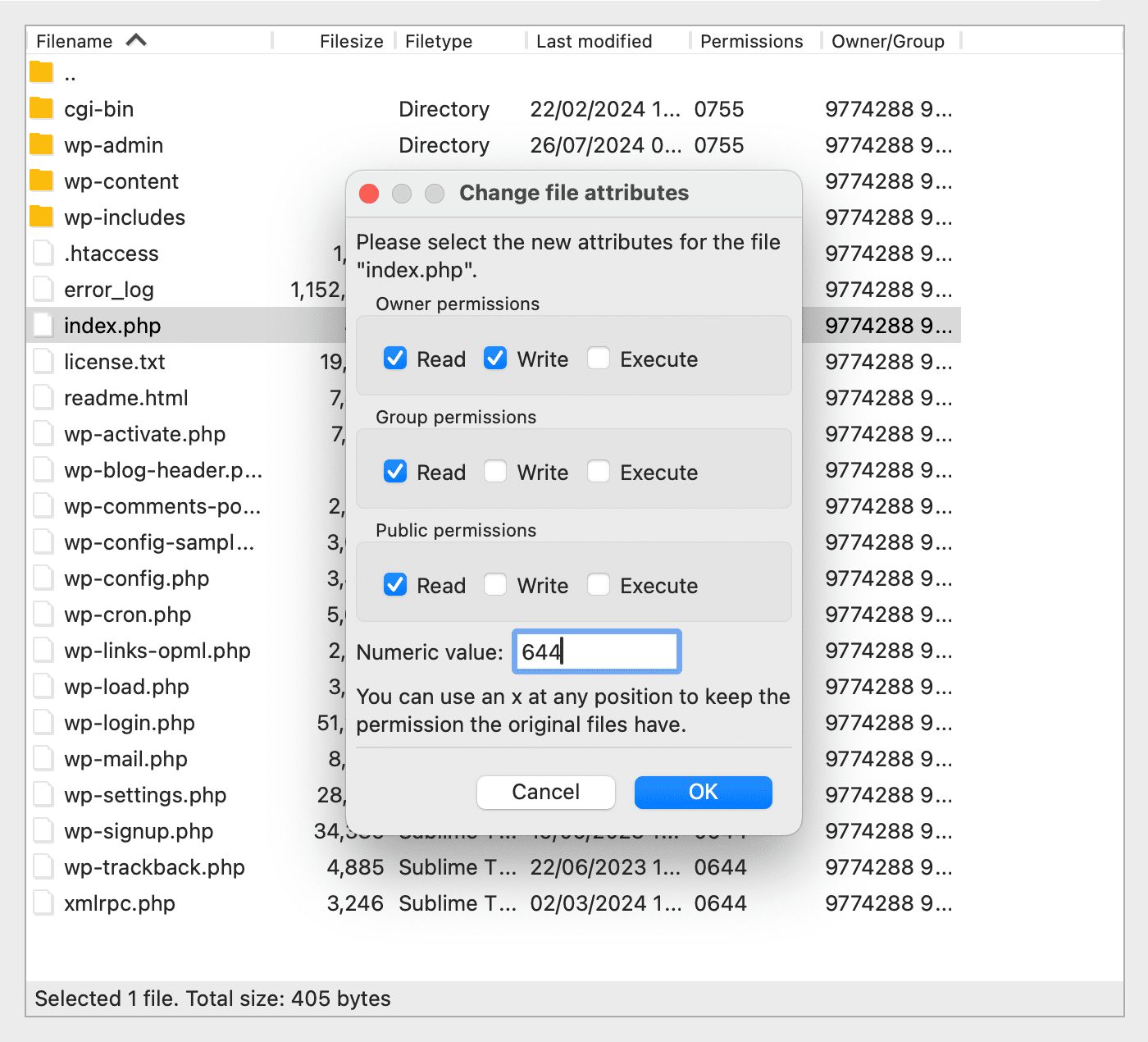 Server File CHMOD