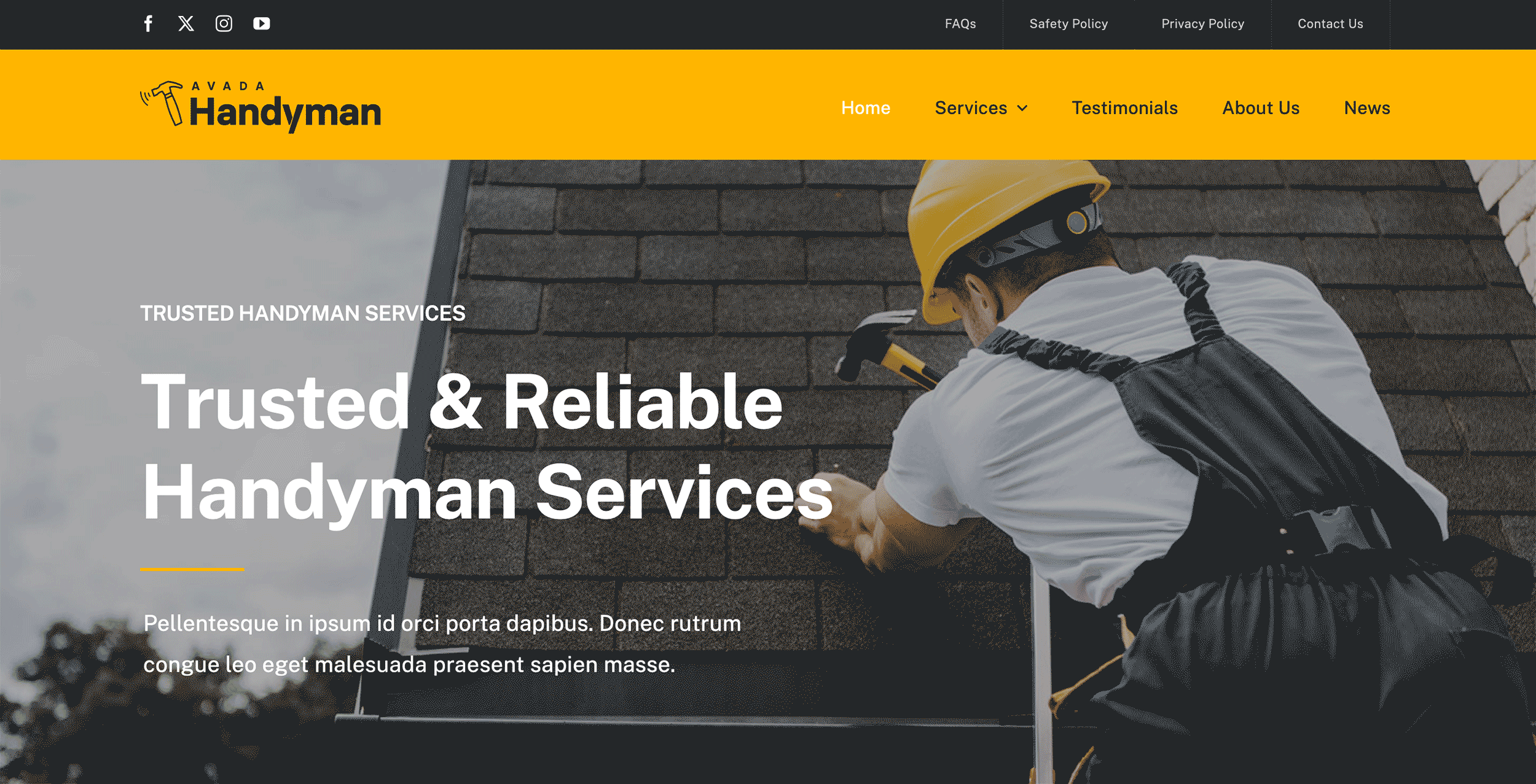 Avada Handyman Header Social Links