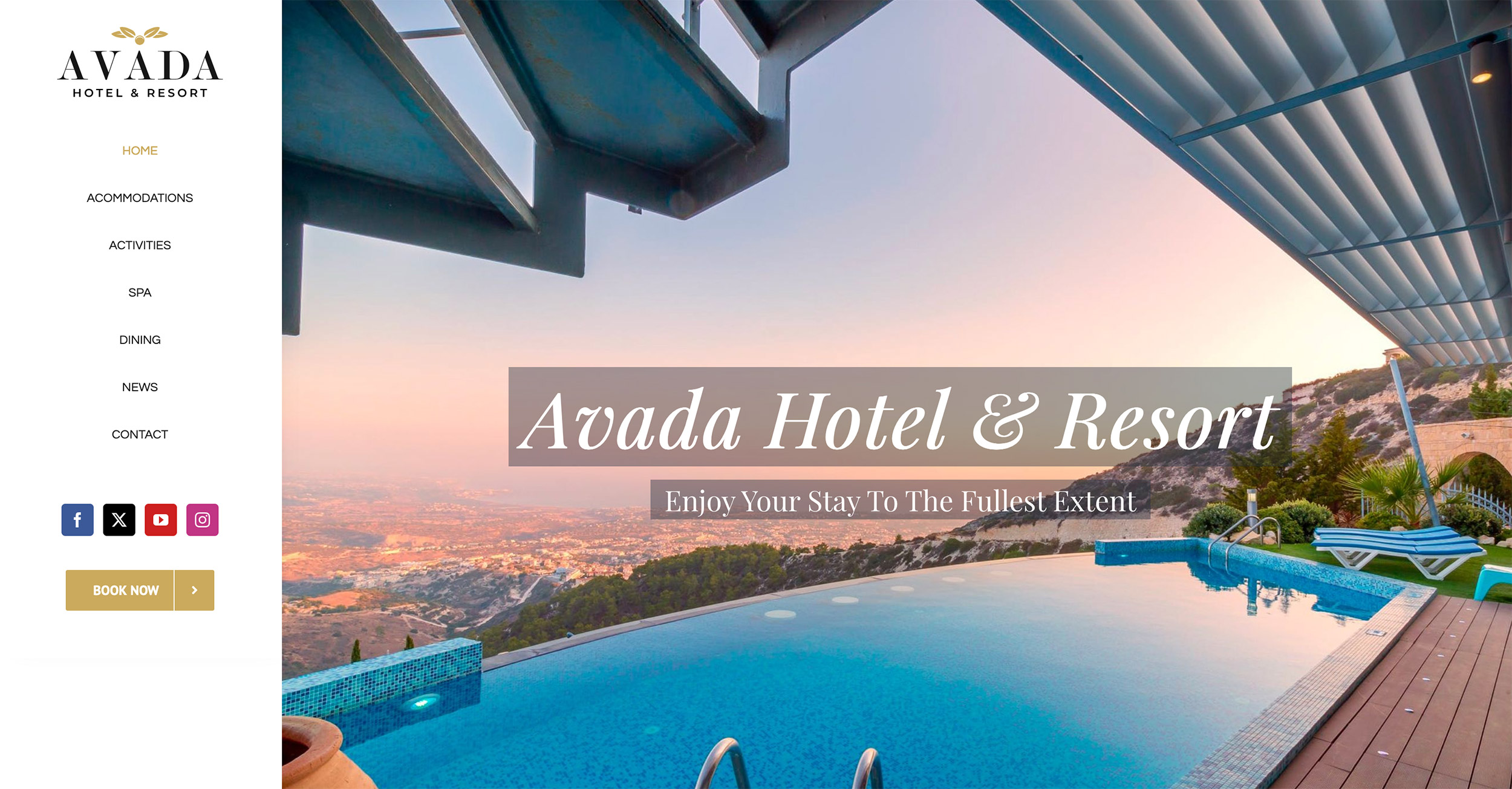 Avada Hotel Header Social Links