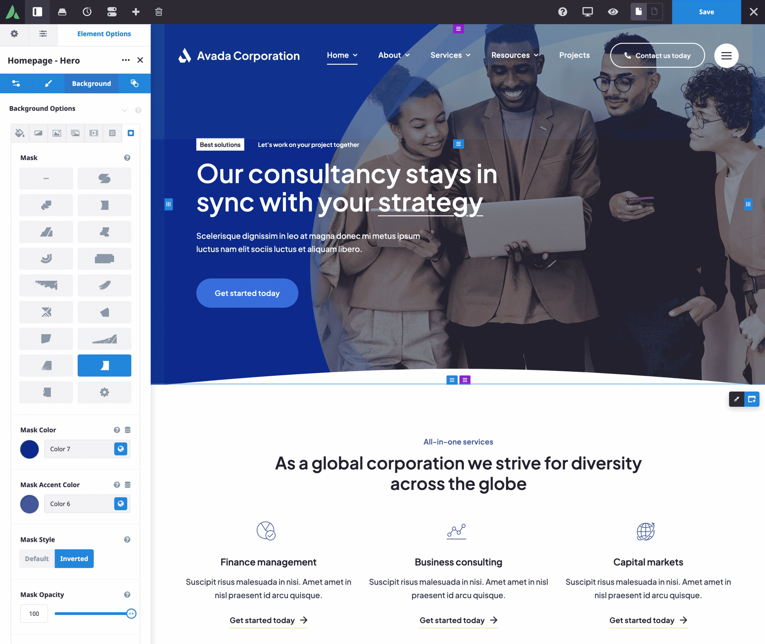 Avada Container Background Options