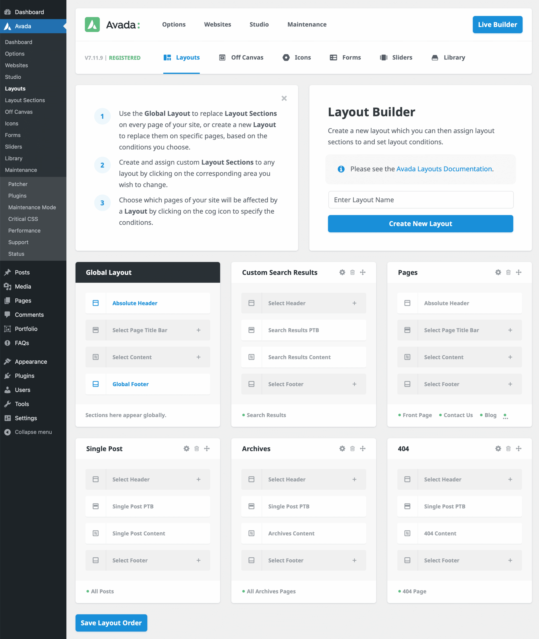 Avada Global Layouts