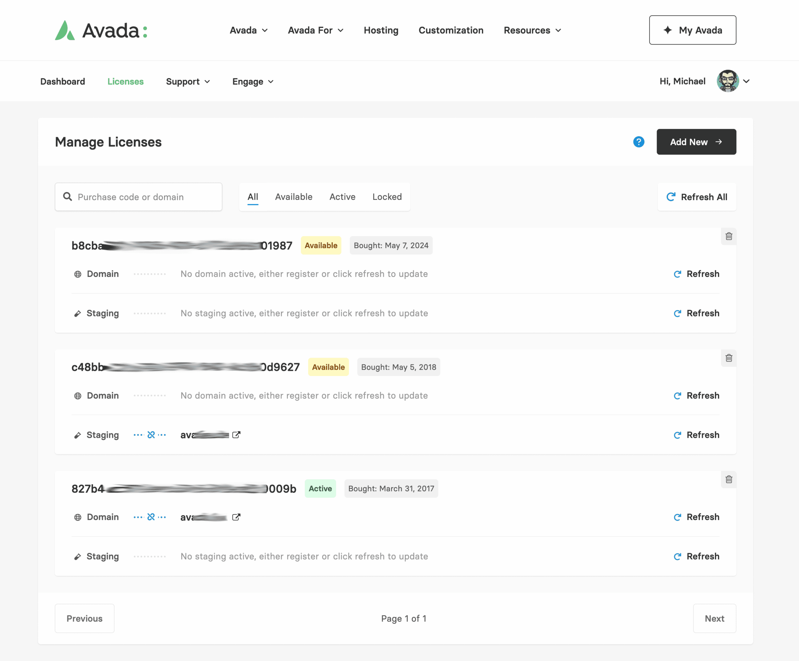 Manage Avada Licenses