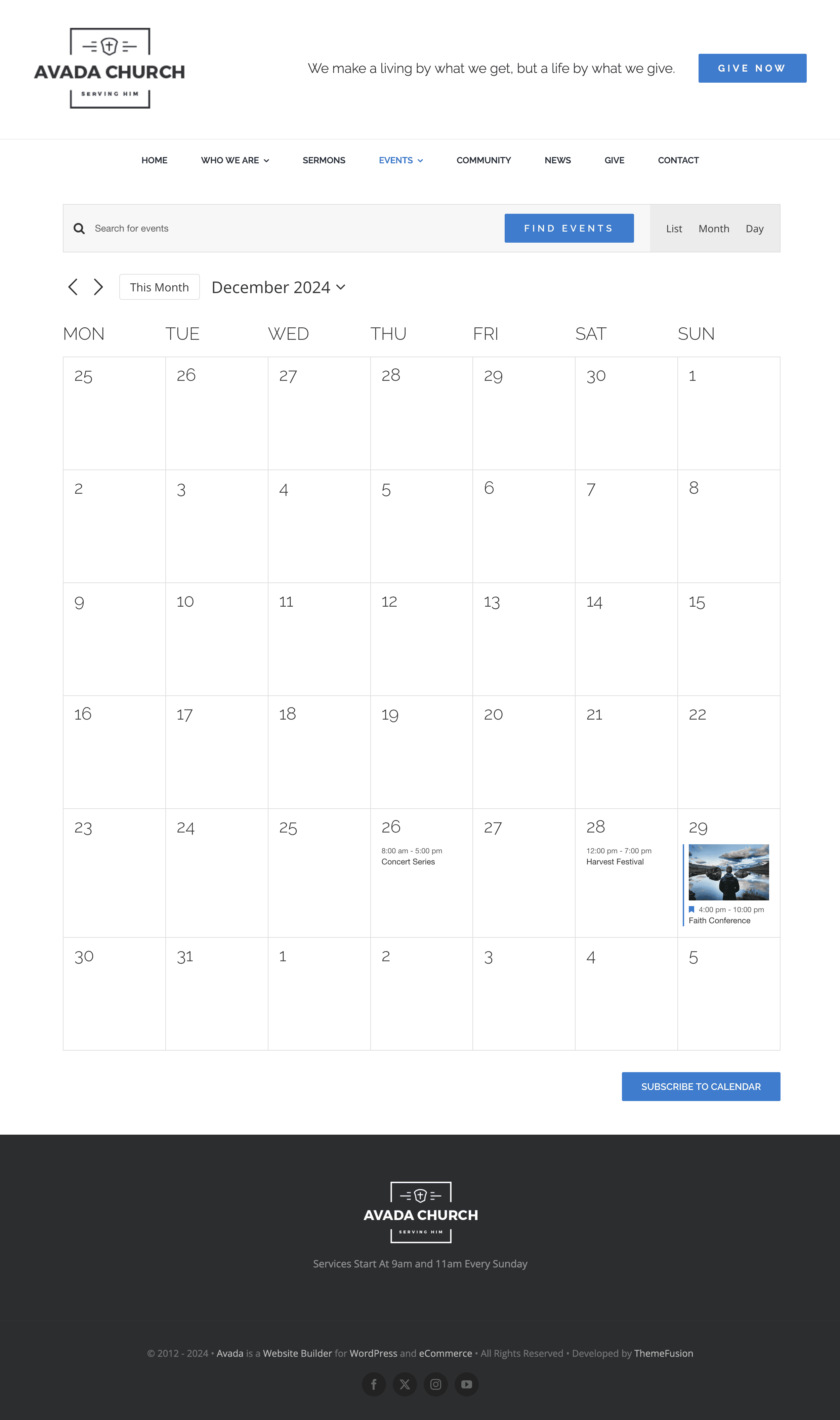 The Events Calendar Events View