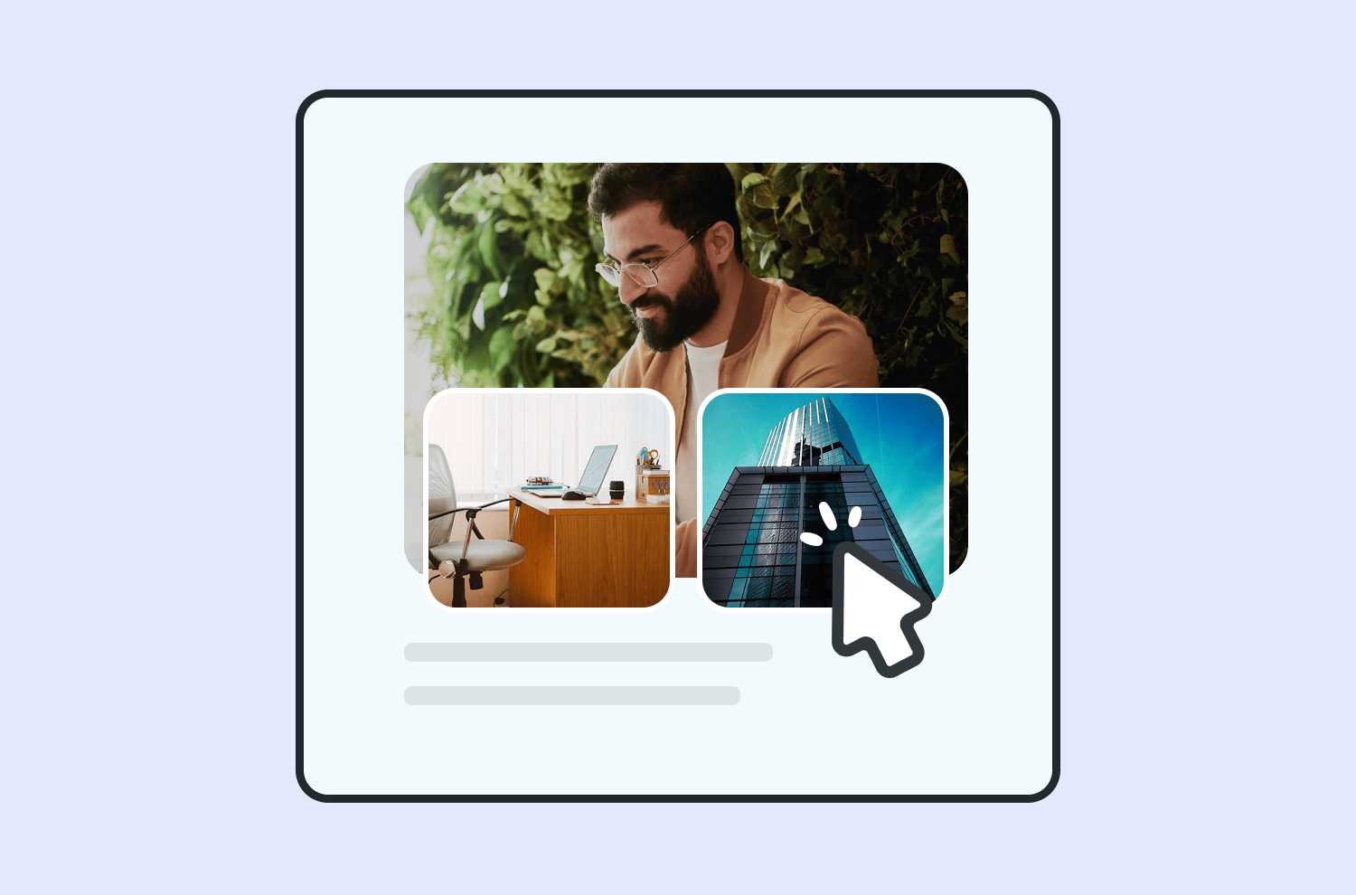 Post Card Image Gallery Style Hover Layout To-Top Scroll Progress Control